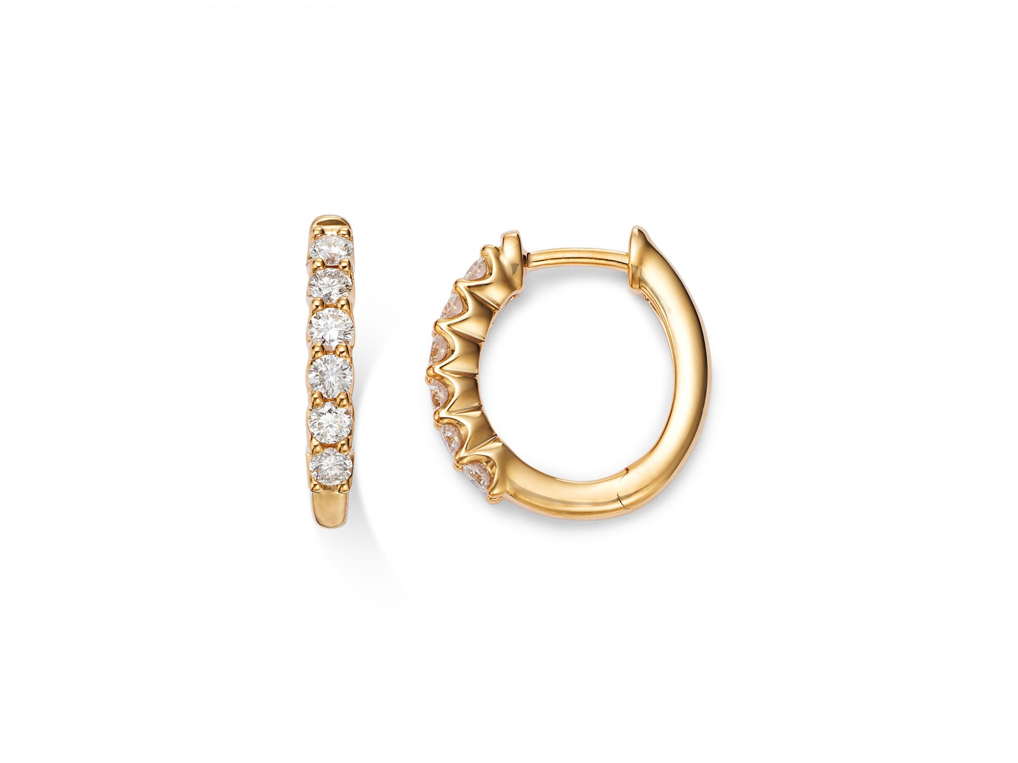 Diamond Small Hoop Earrings in 14K Gold, 0.34 tcw — Image 6