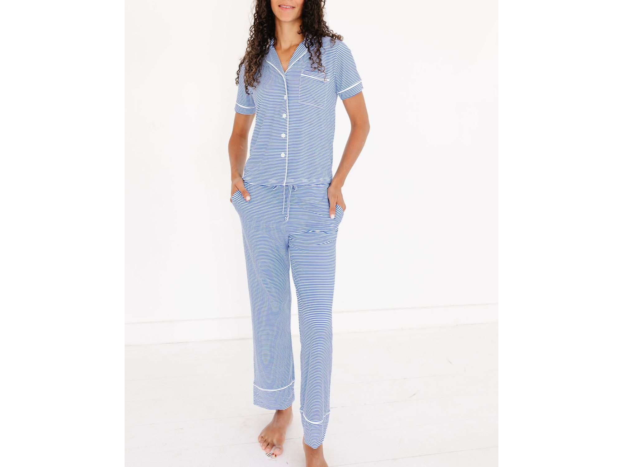 Cobalt Stripe Bamboo Pajama Set — Image 5