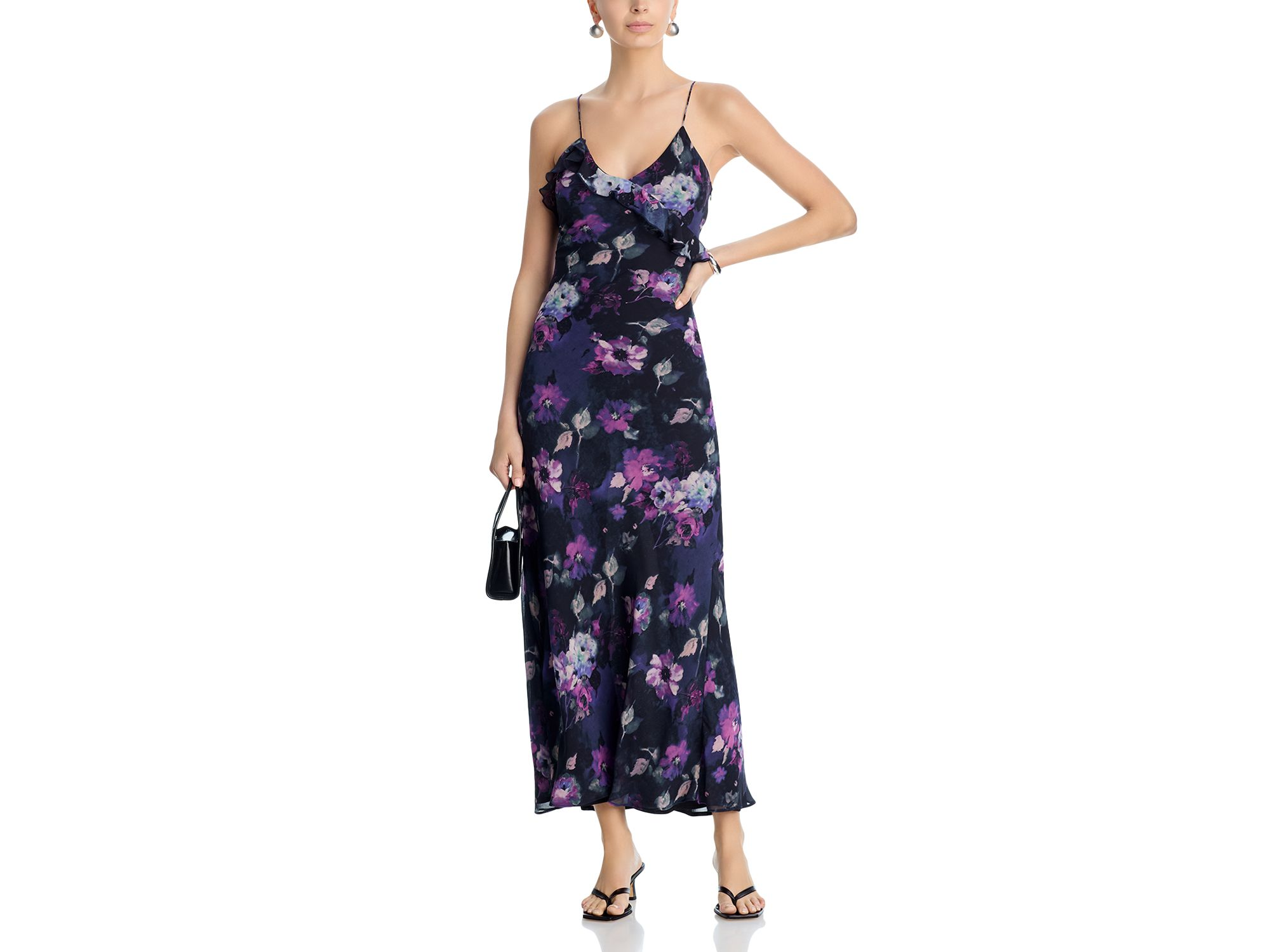Watercolor Floral Ruffle Maxi Slip Dress - Exclusive — Image 3