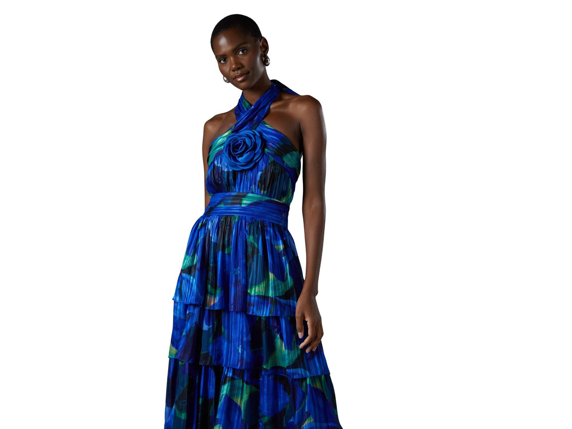 Tiered Halter Tie Neck Maxi Dress — Image 3