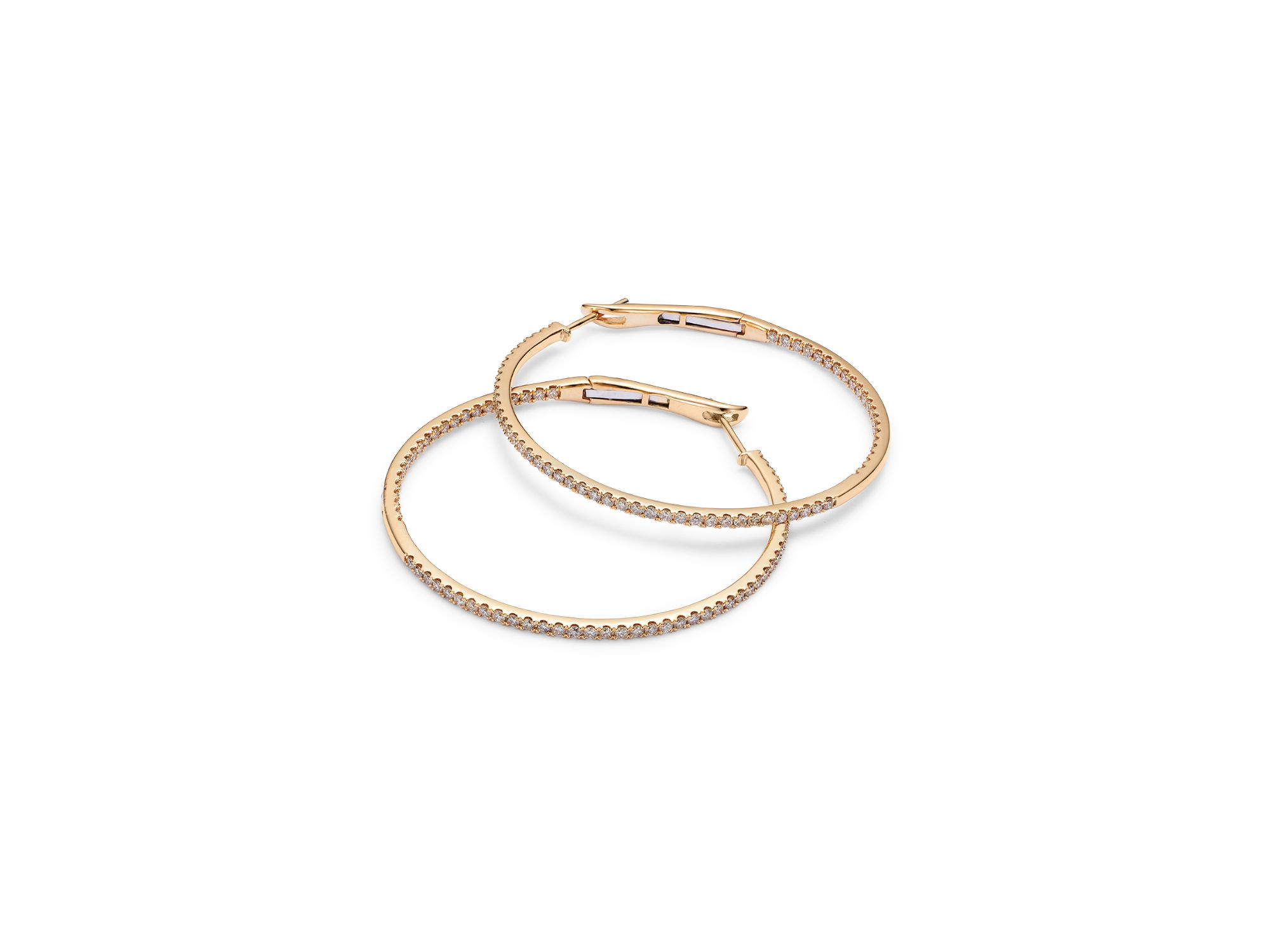Diamond Inside Out Large Hoop Earrings in 14K Yellow Gold, 2.25 tcw — Image 3