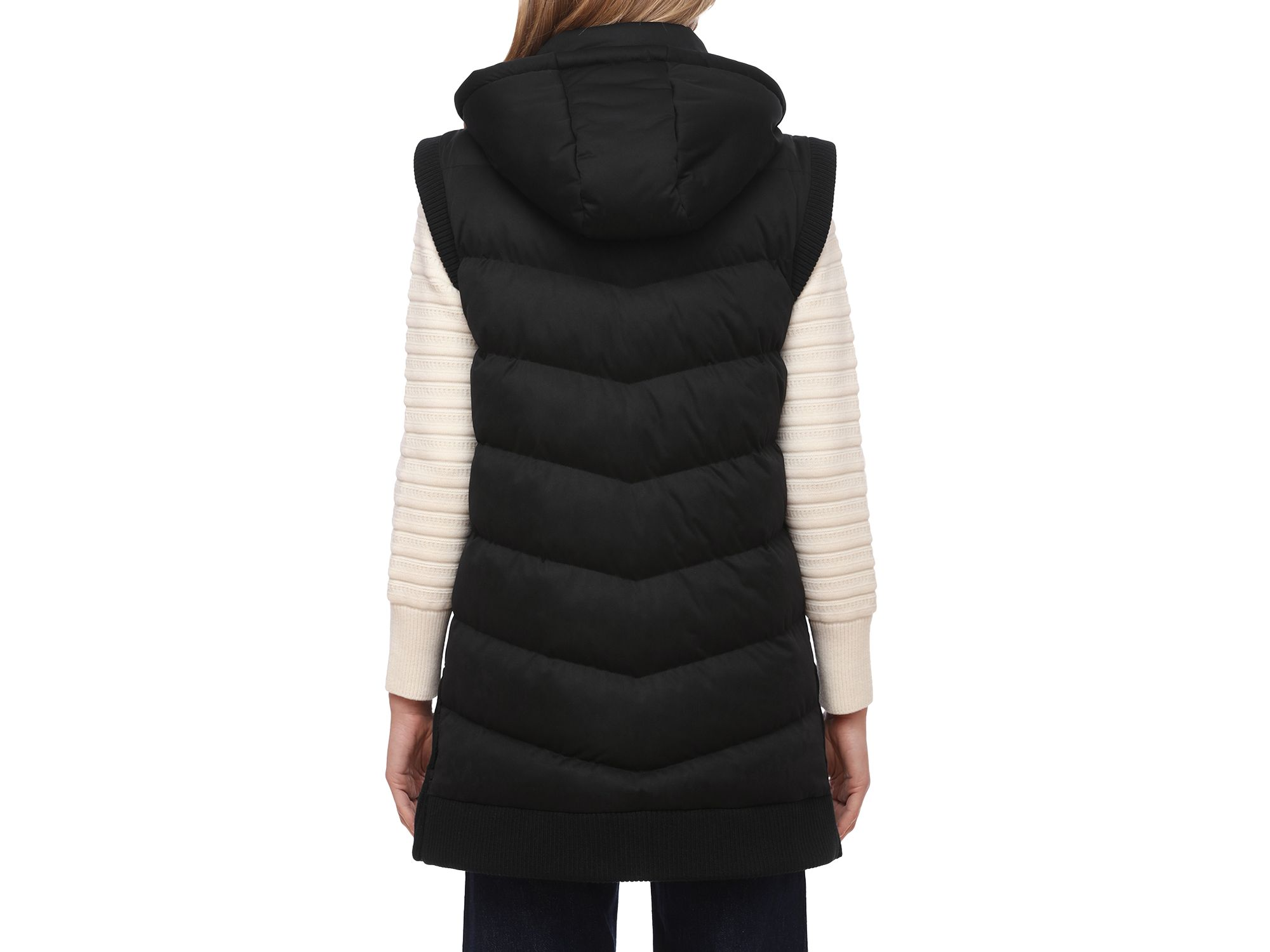 Long Hooded Puffer Vest — Image 4