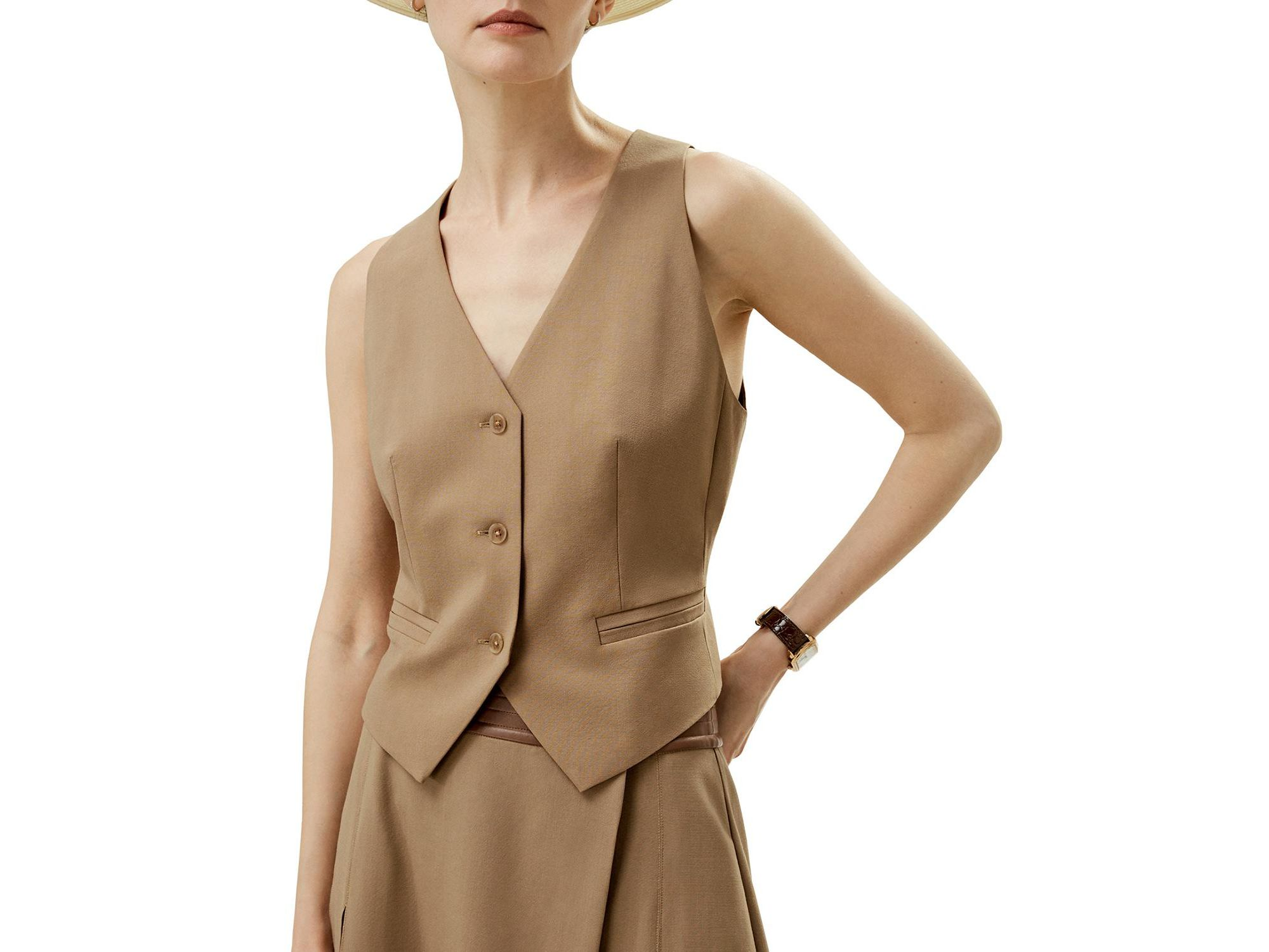 Silk-Wool Vest with Jacquard Silk Back - Image 1