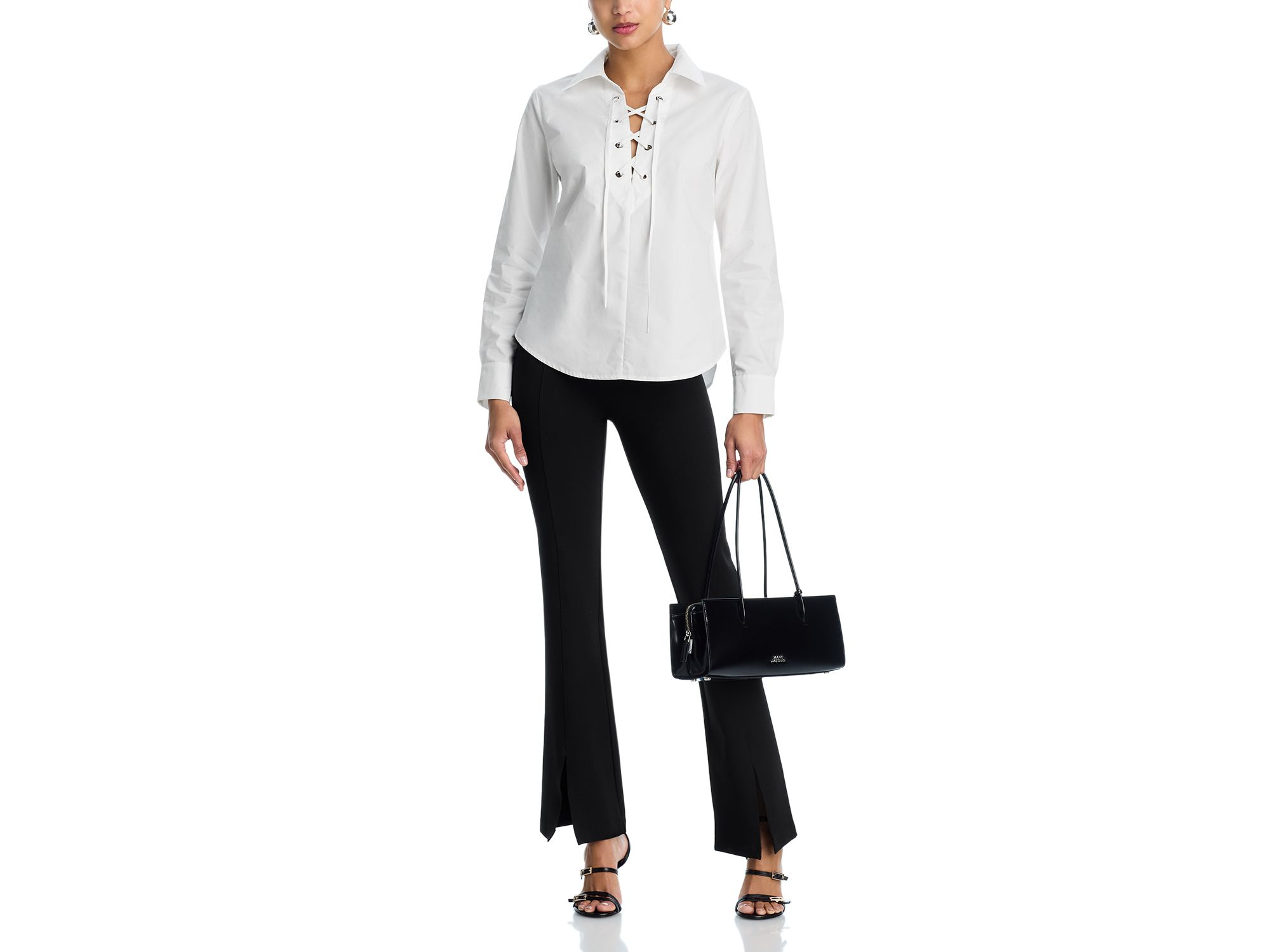 Poplin Lace Up Long Sleeved Top - Exclusive — Image 3
