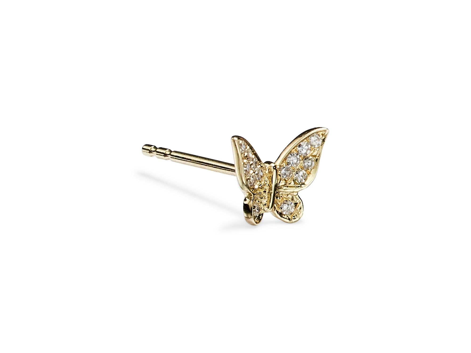 14K Yellow Gold Diamond Butterfly Earrings — Image 4