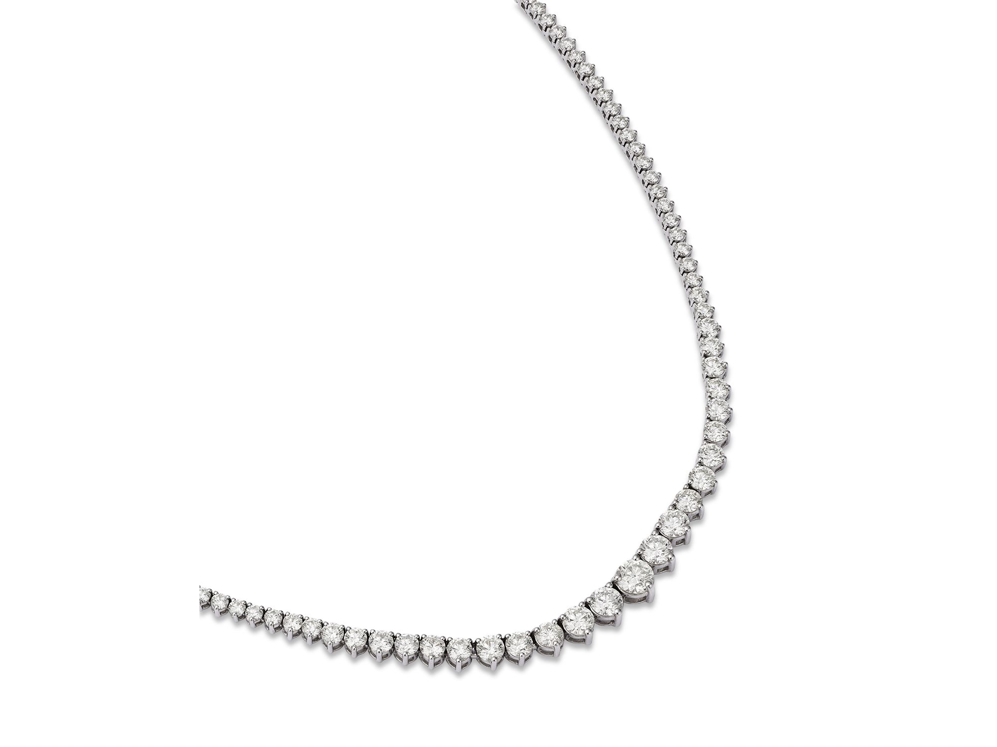 Diamond Graduated Tennis Necklace in 14K White Gold, 10.10 tcw — Image 3