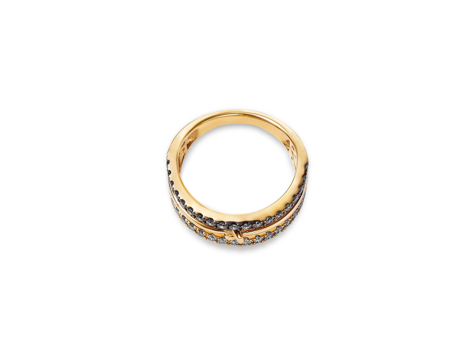 Champagne & Brown Diamond Faux Stack Band in 14K Yellow Gold, 0.67 tcw — Image 3