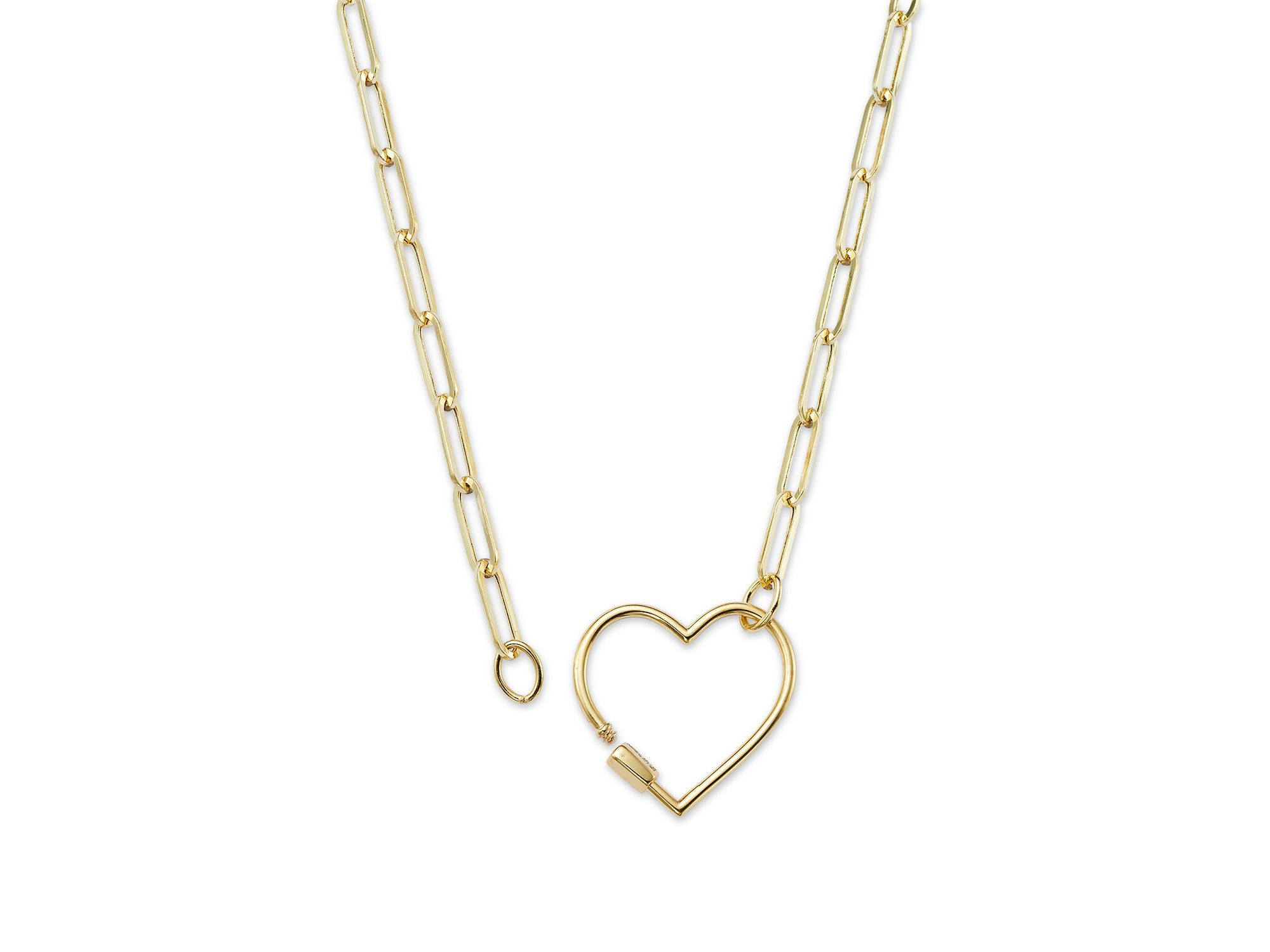 Open Heart Clasp Pendant Necklace in 14K Yellow Gold, 18" — Image 3