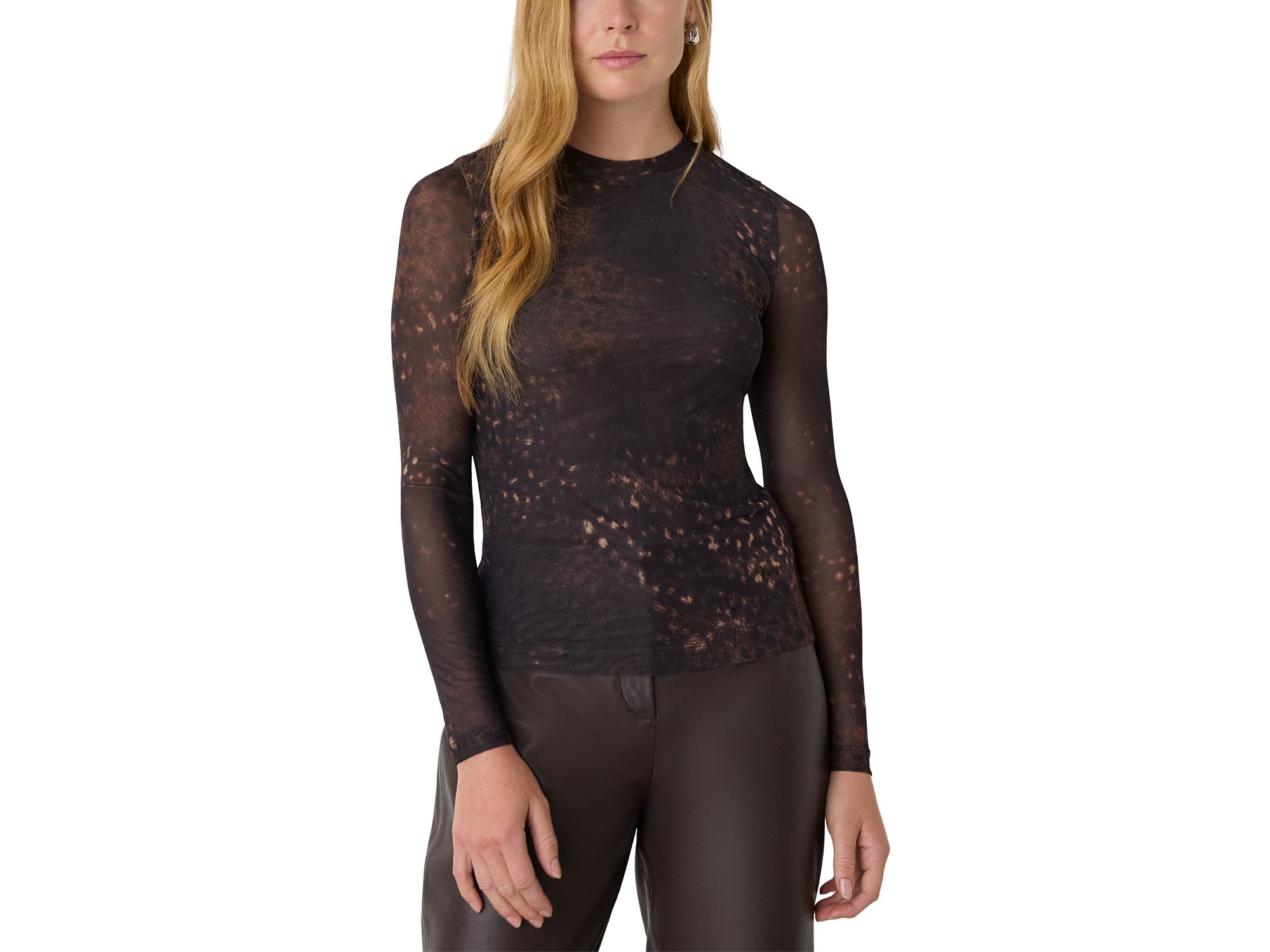 Spotted Animal Mesh Top - Image 1