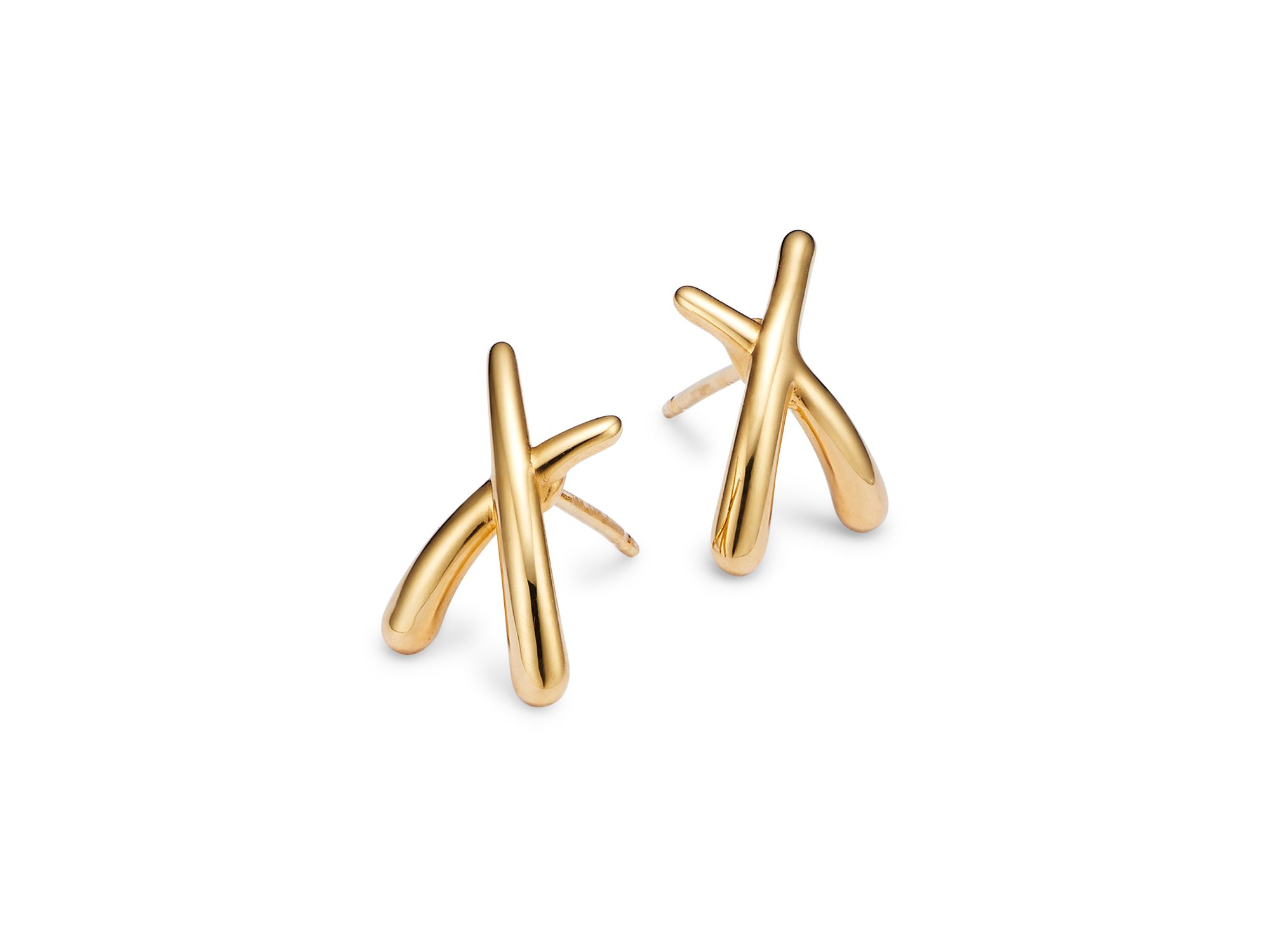 14K Yellow Gold Small X Stud Earrings — Image 4