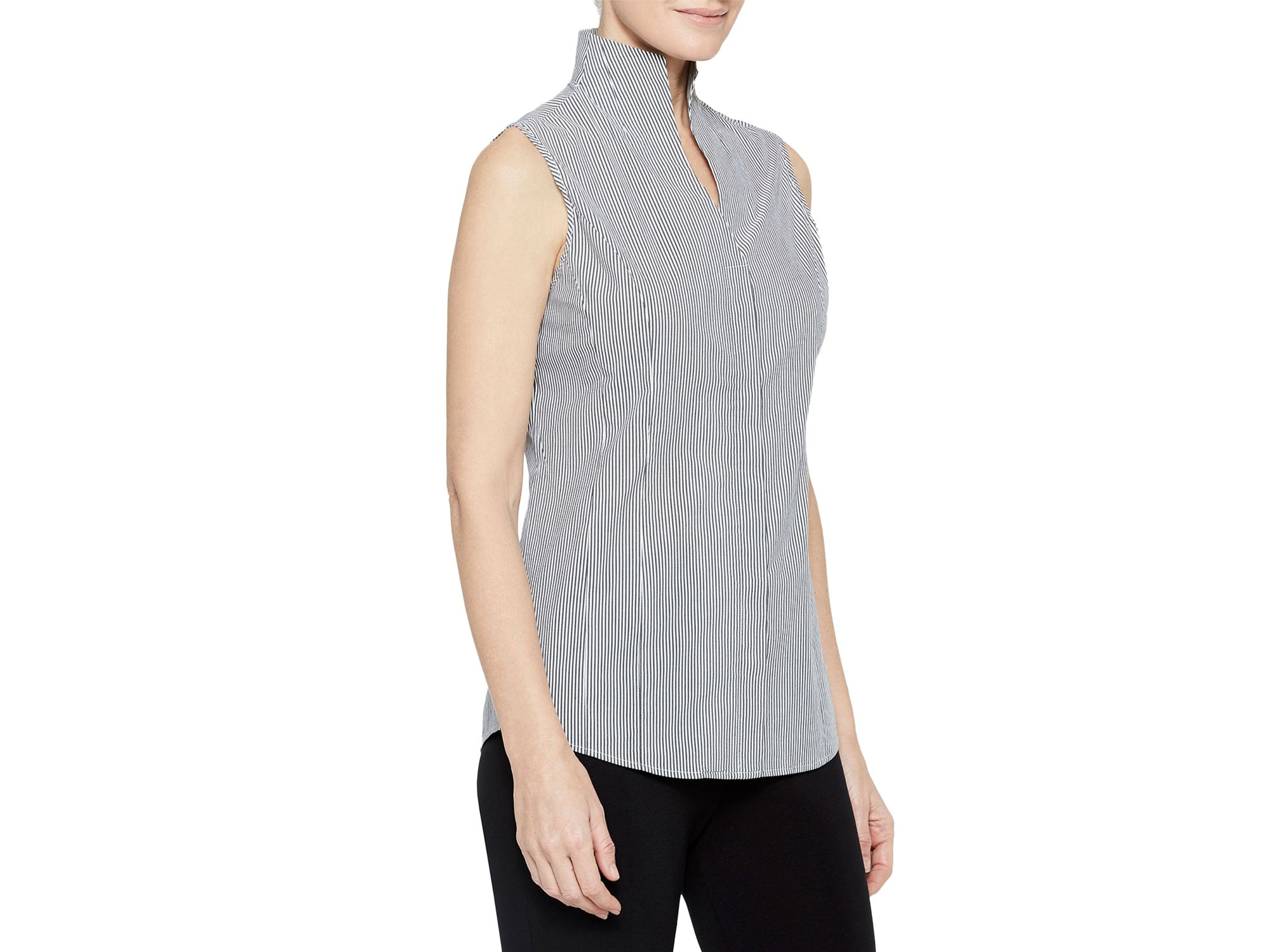 Striped Mandarin Collar Top — Image 3