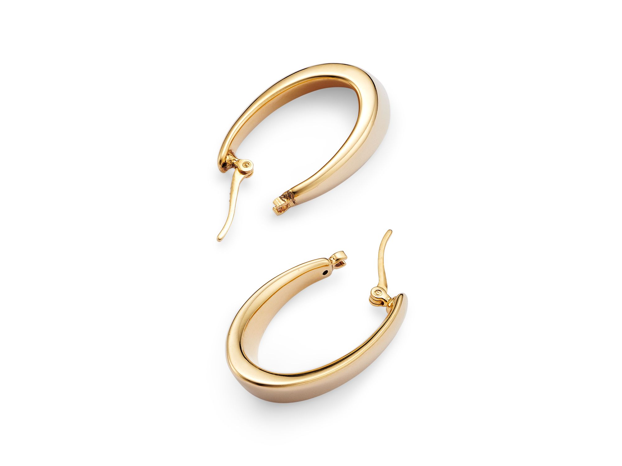 14K Yellow Gold Medium Visor Hoop Earrings — Image 3
