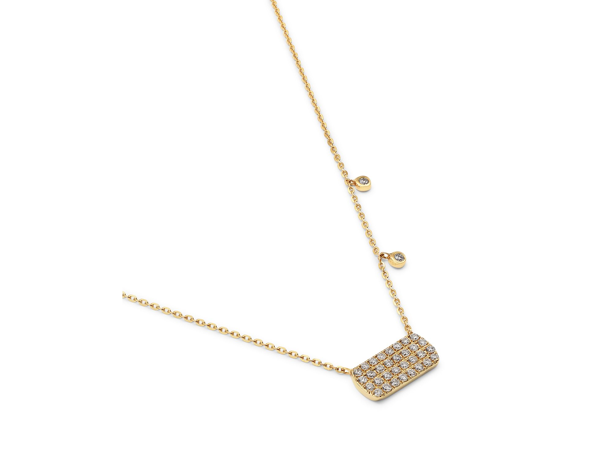 Diamond Pavé Rectangular Disc Pendant Necklace in 14K Yellow Gold, 0.20 tcw — Image 3