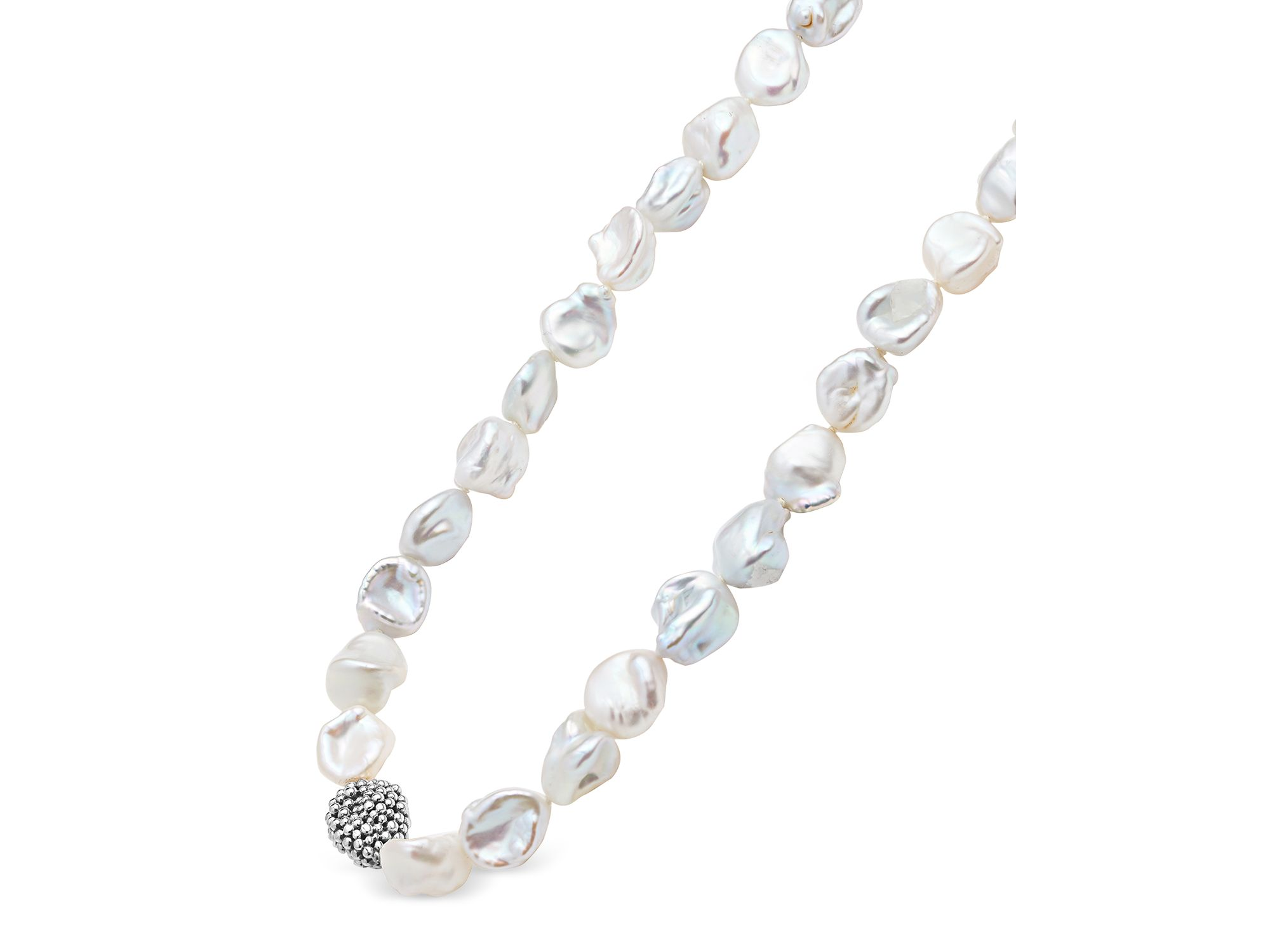 Sterling Silver Luna Keshi Pearl & Caviar Bead Long Strand Necklace, 34" — Image 5
