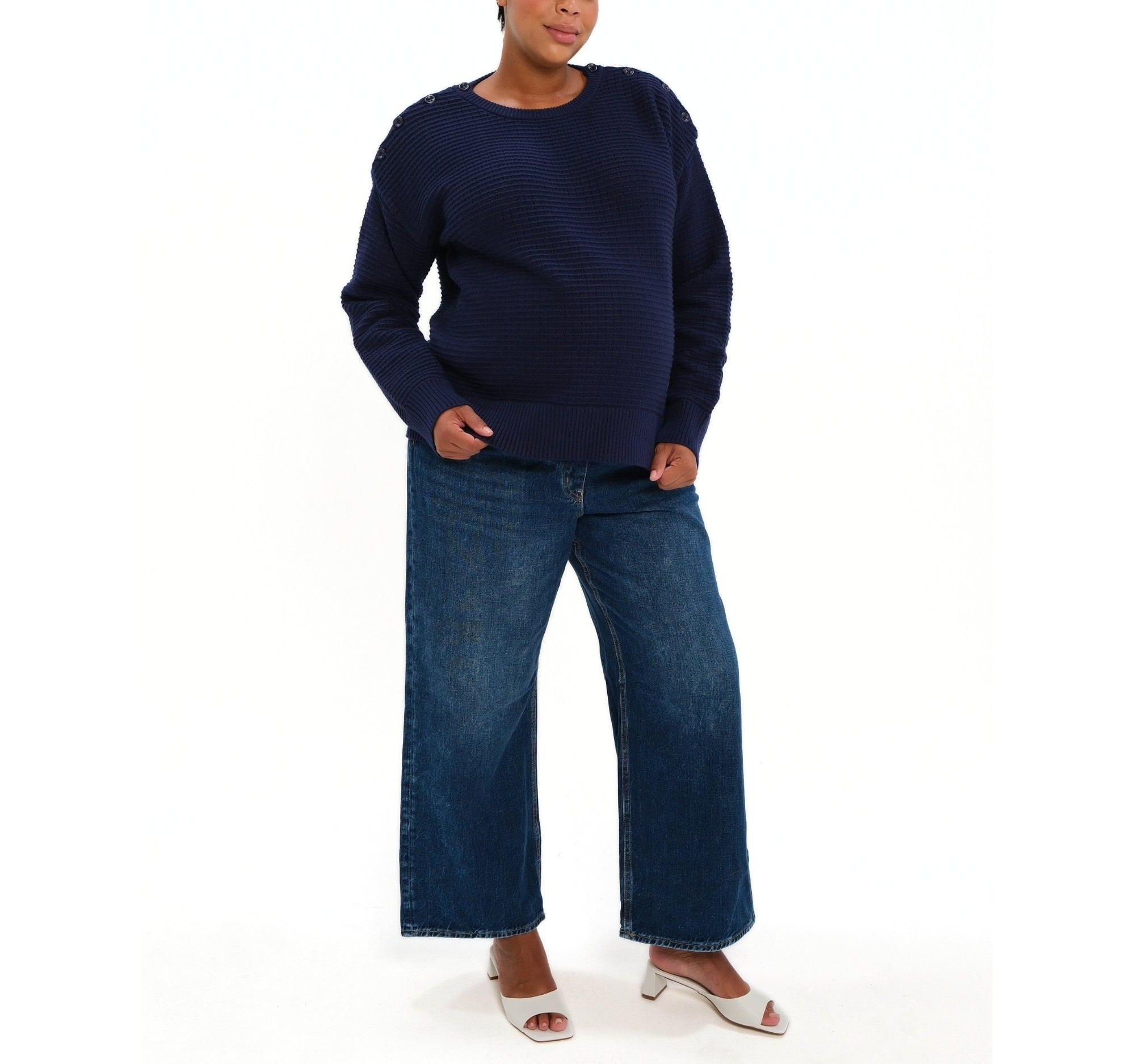 Women's Button Detail and Subtle Thumbhole Feature Maternity & Nursing Sweater — Image 7