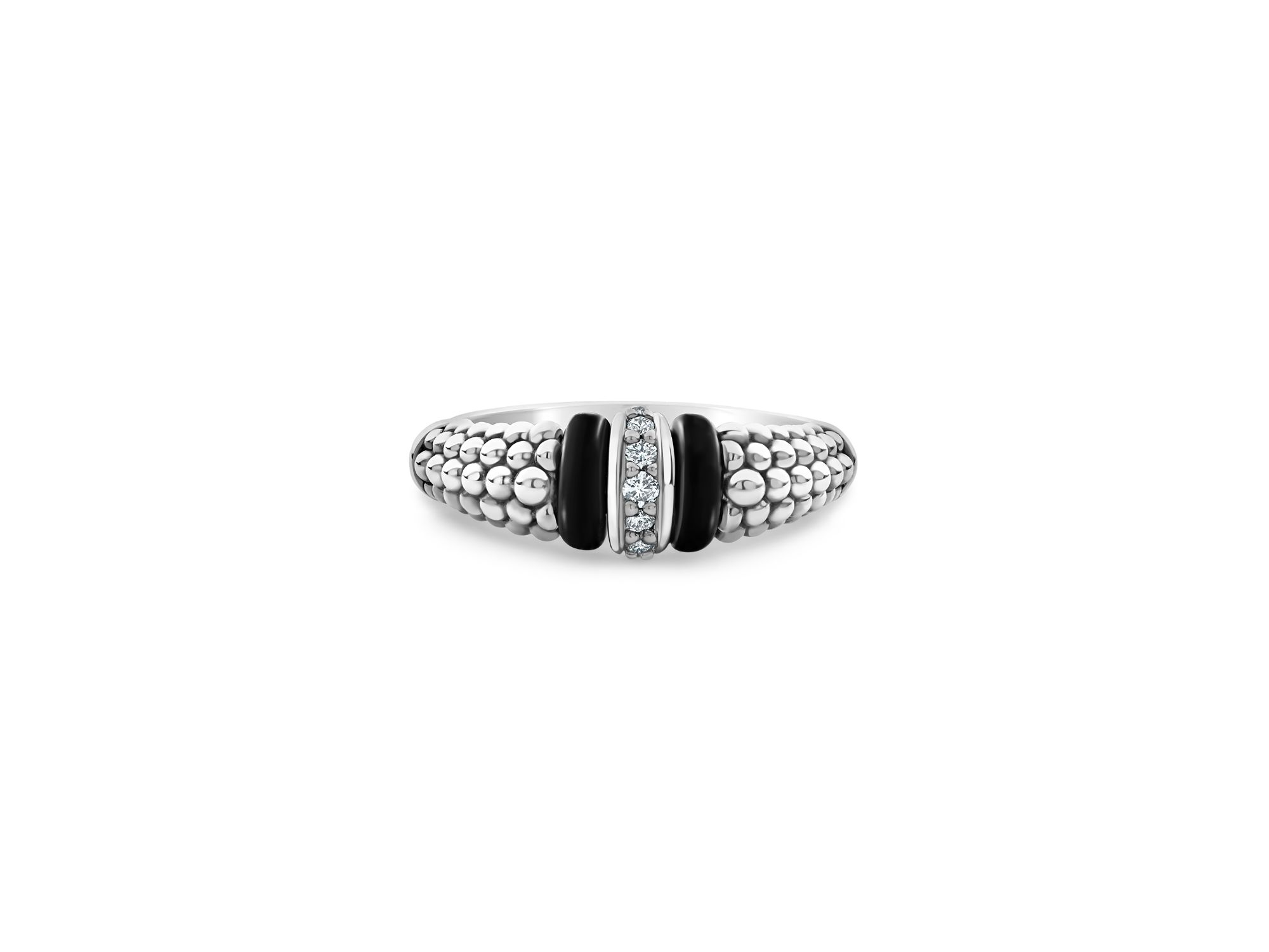 Sterling Black Caviar Diamond & Black Ceramic Statement Ring — Image 3