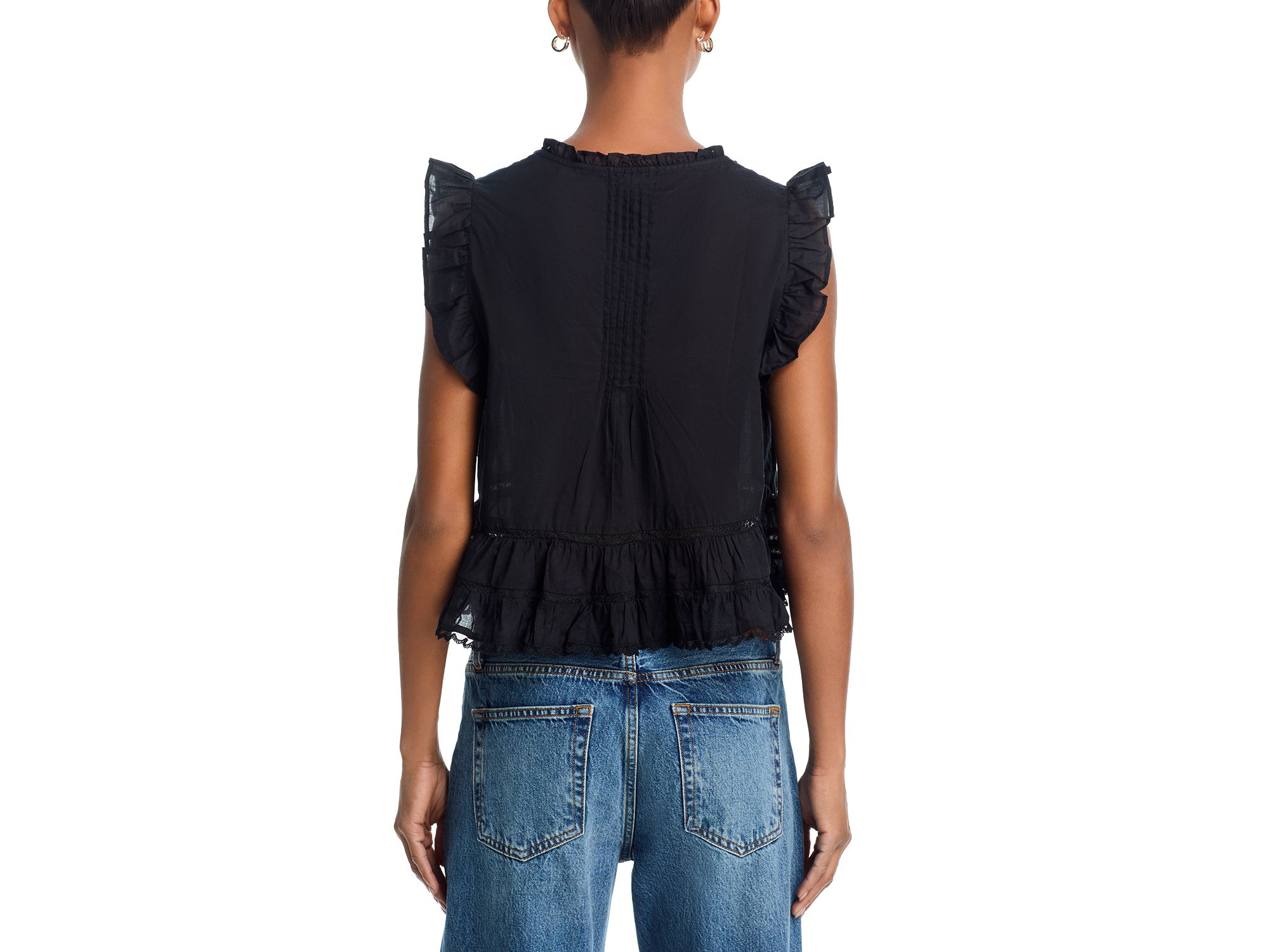 Ruffle Button Front Crop Top - Exclusive — Image 3