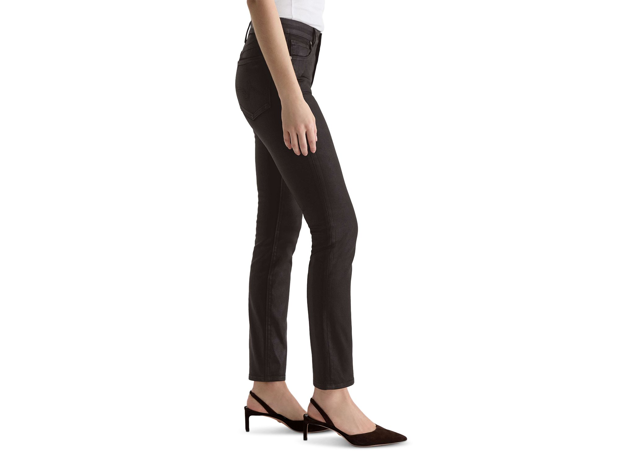 Mari Coated Mid Rise Slim Jeans in Super Black — Image 5