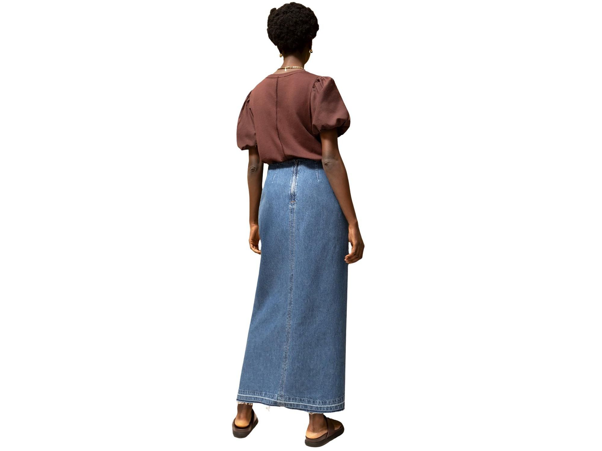 Denim Split Front Maxi Skirt — Image 4