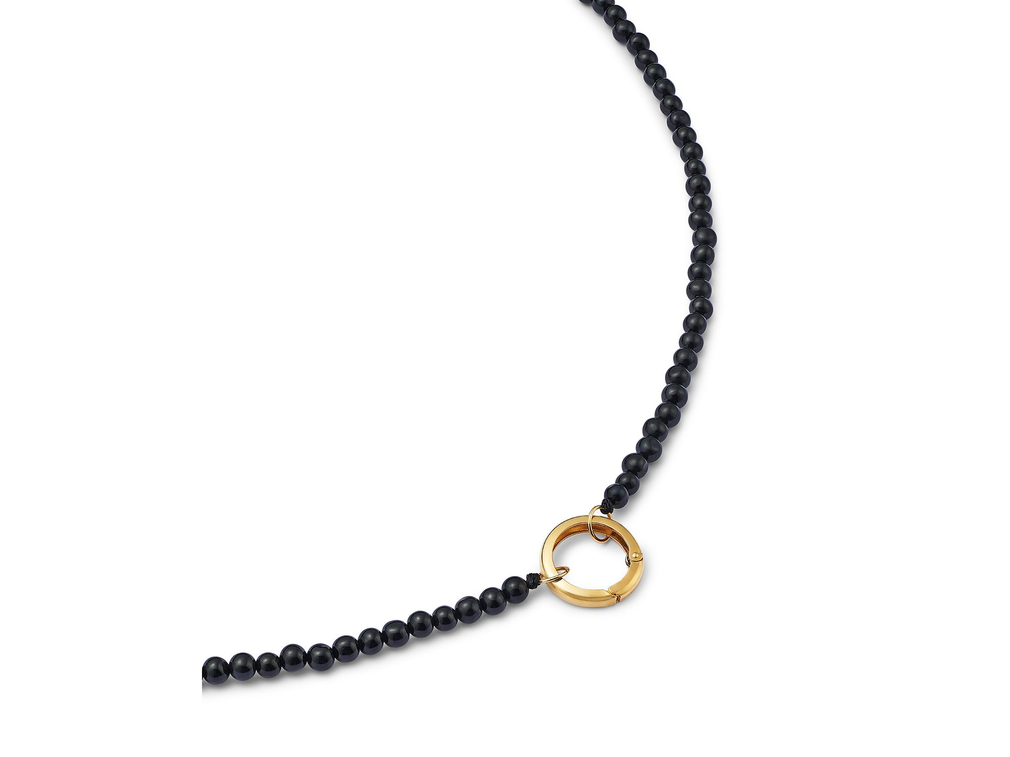 14K Yellow Gold Onyx Bead Charm Holder Necklace, 18" — Image 3