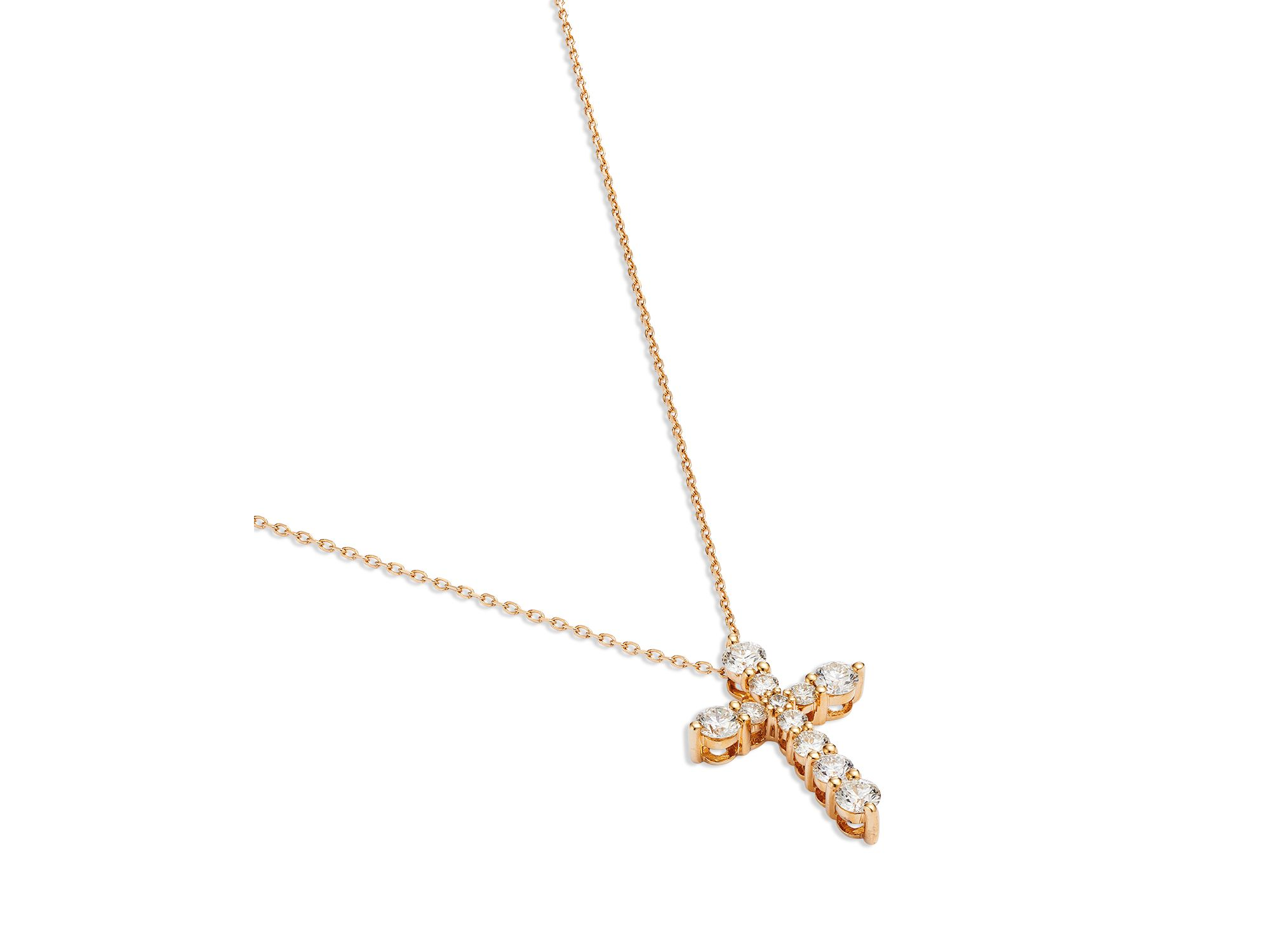 Diamond Cross Pendant Necklace in 14K Yellow Gold, 1.0 tcw — Image 3
