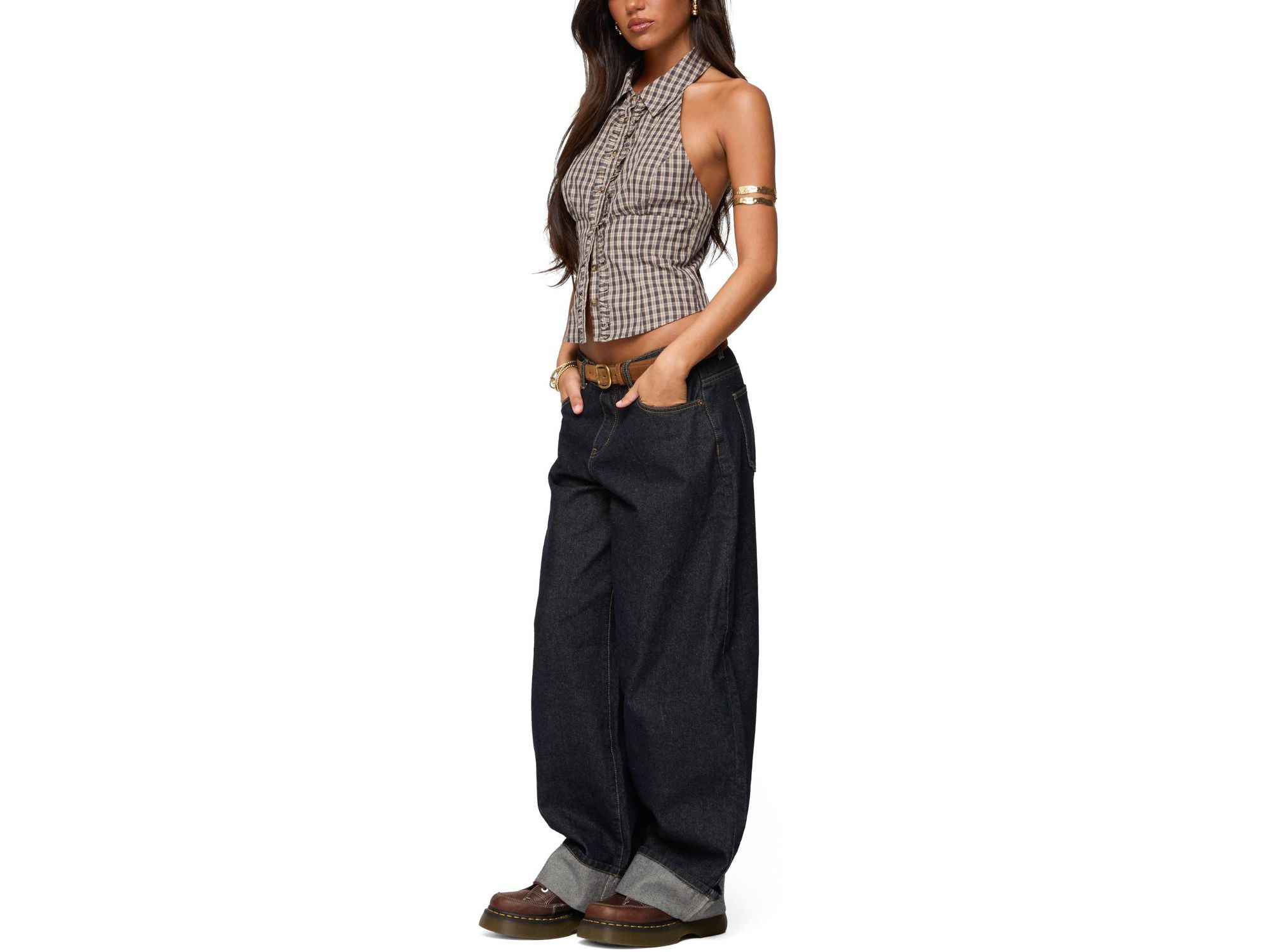 Imrie Plaid Collared Halter Top — Image 5