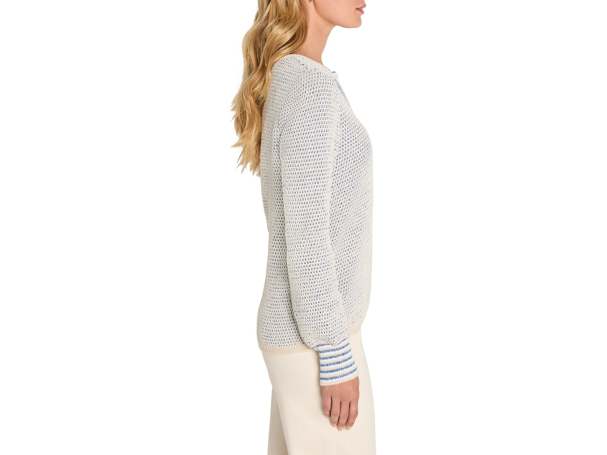 Tuck Texture Split Neck Sweater — Image 3