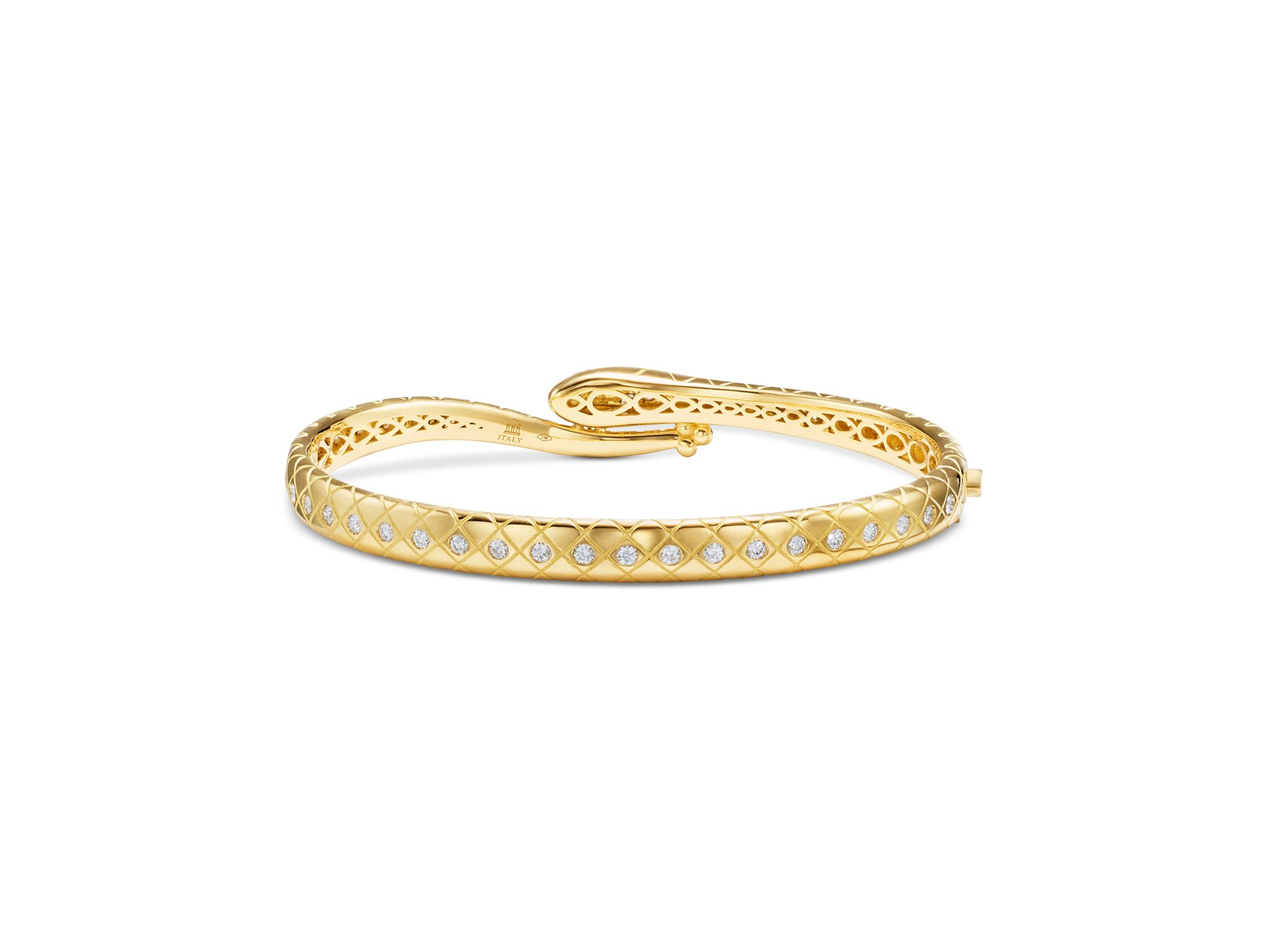 18K Yellow Gold FJ Diamond Delphi Serpent Bangle Bracelet — Image 3
