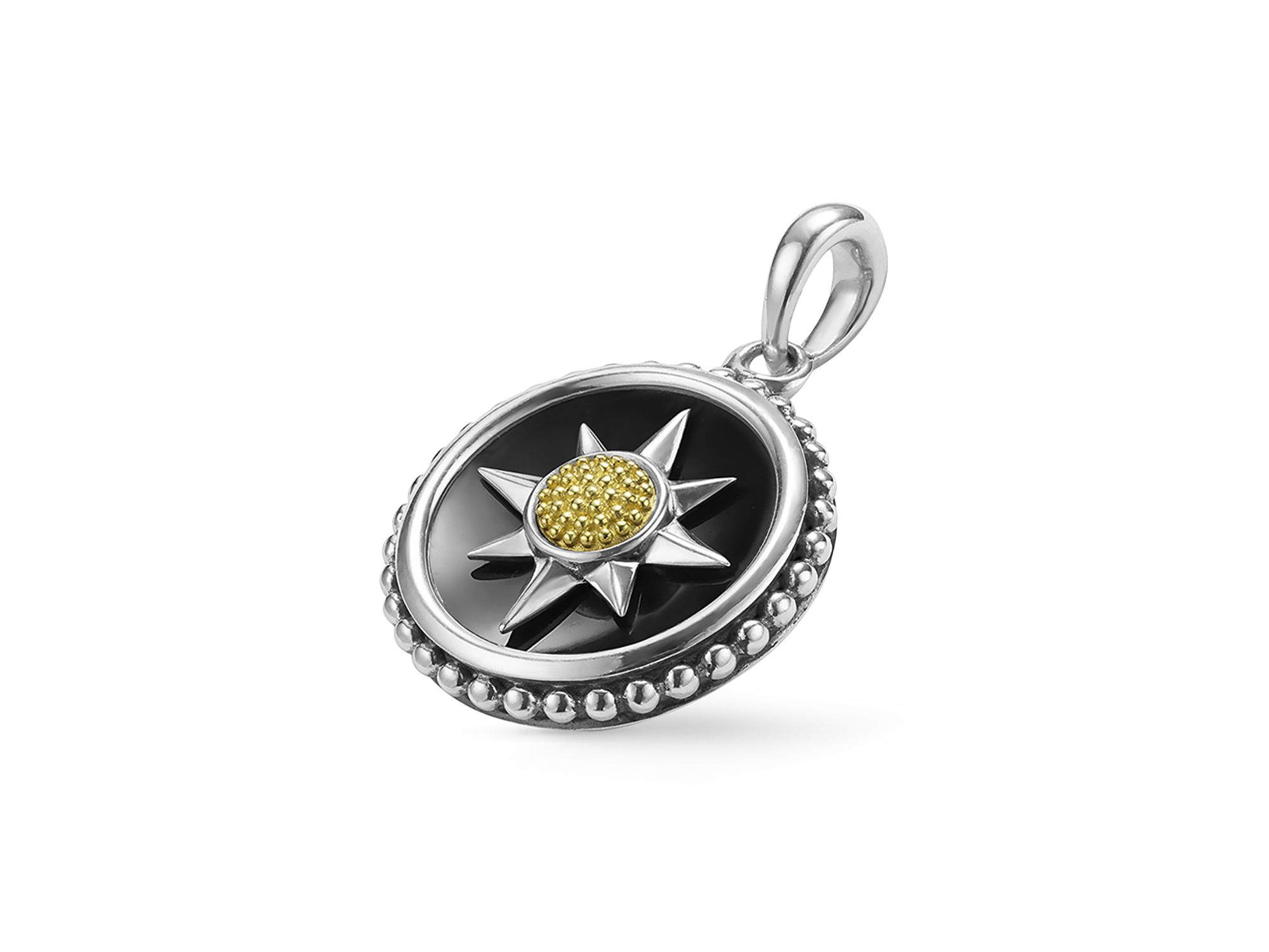 Men's 18K Yellow Gold & Sterling Anthem Black Agate Starburst Amulet Pendant - Exclusive — Image 3