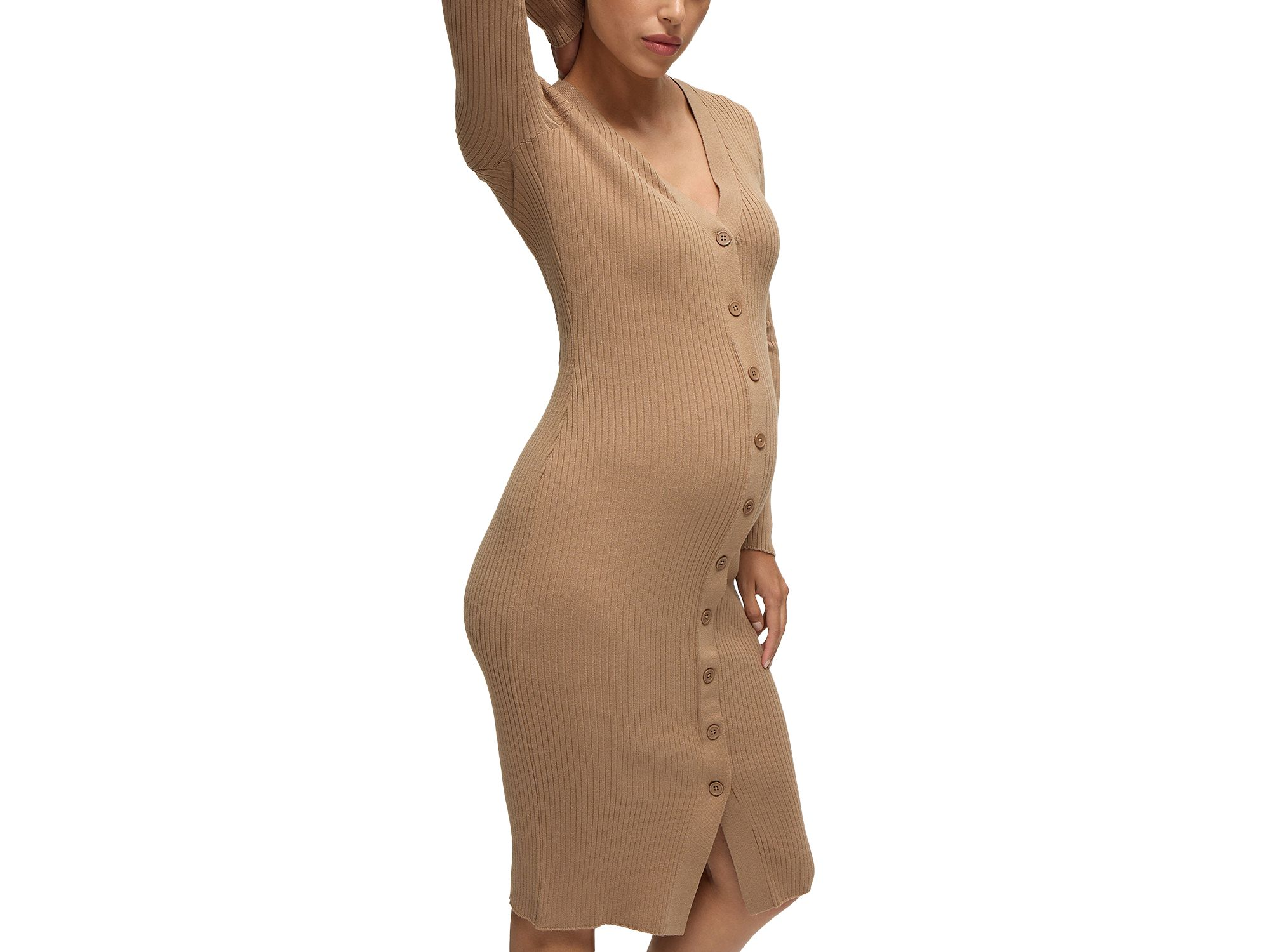 Button Front Sweater Maternity Dress — Image 3