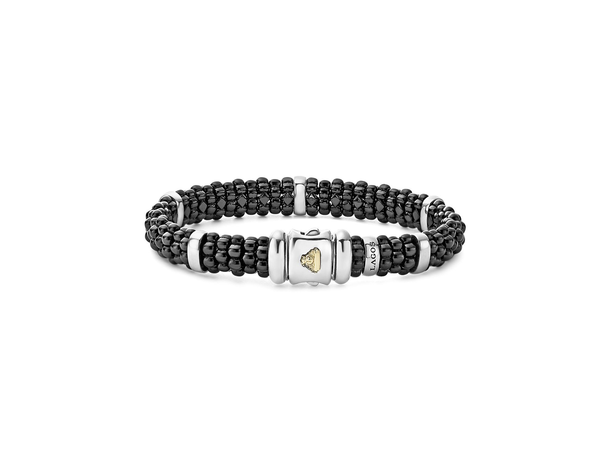 Black Caviar Ceramic and Sterling Silver Station Bracelet — Image 6