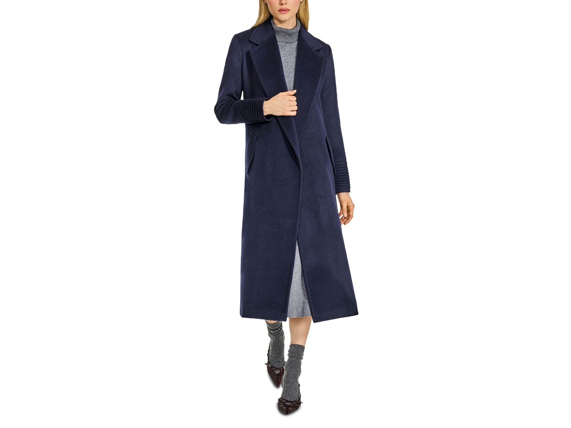 Long Notch Collar Wrap Coat — Image 4