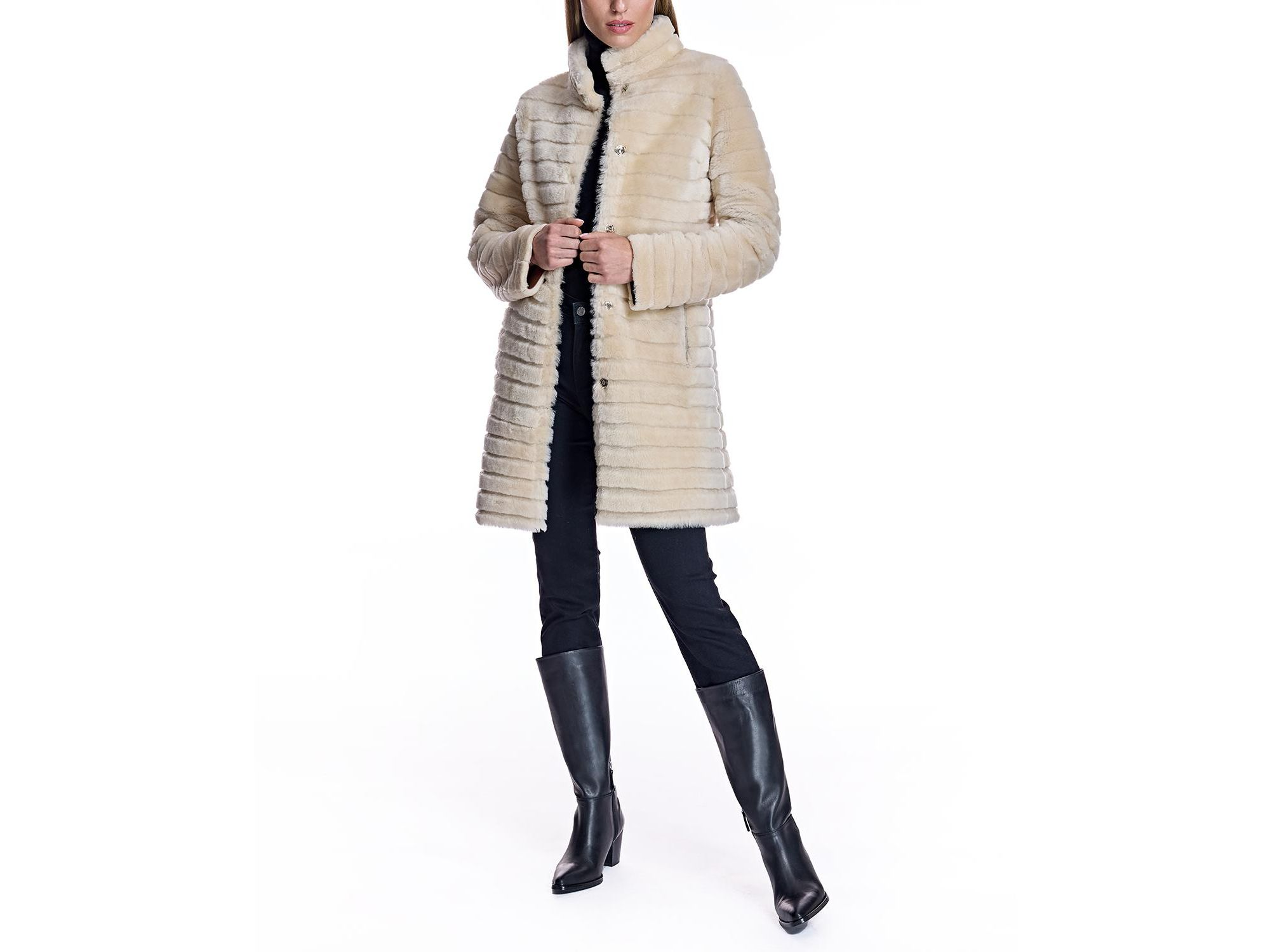 Grooved Shearling Jacket — Image 7