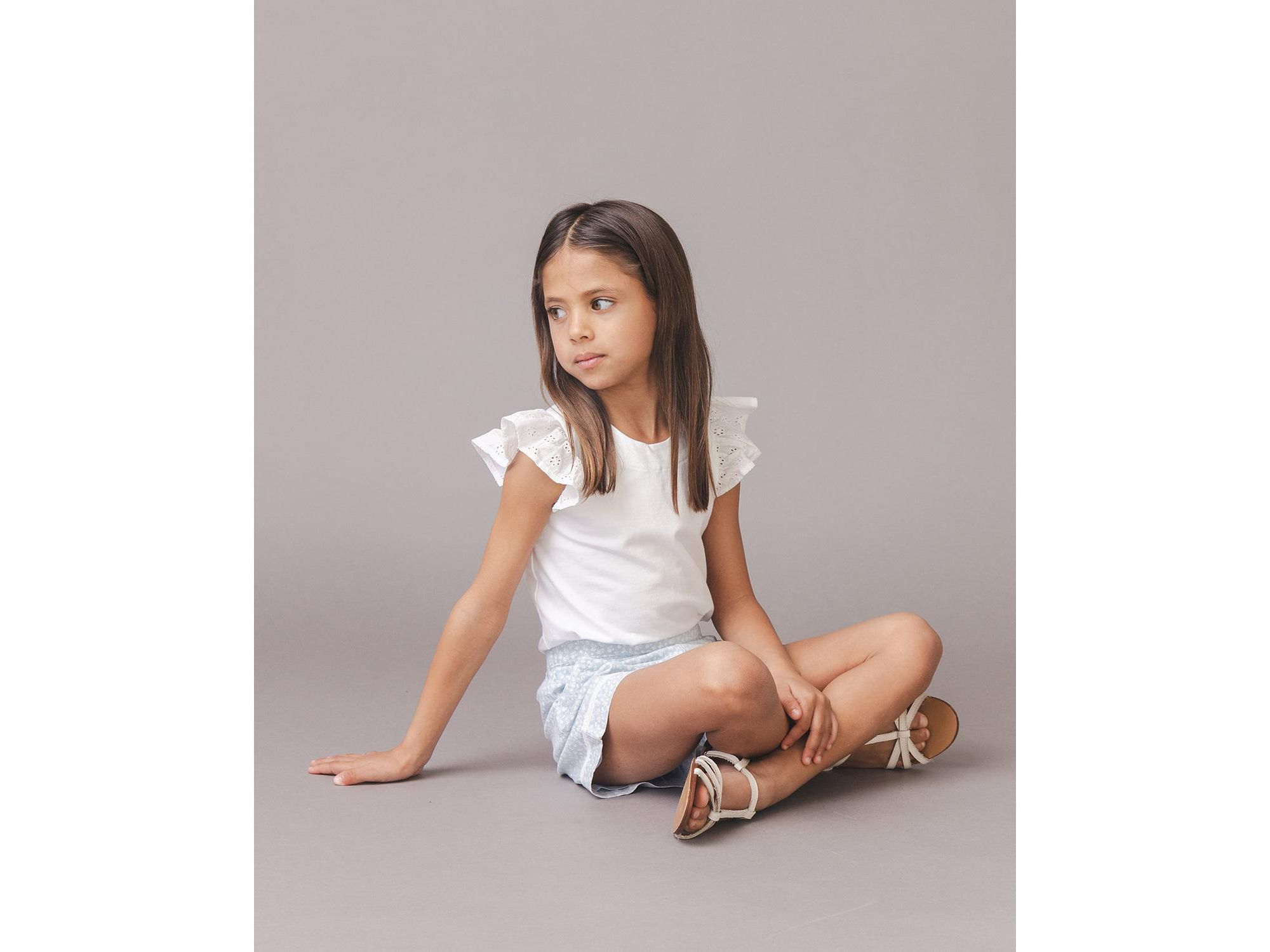 Girls' Organic Knit Top with Eyelet Flutter Sleeves - Little Kid, Big Kid — Image 4