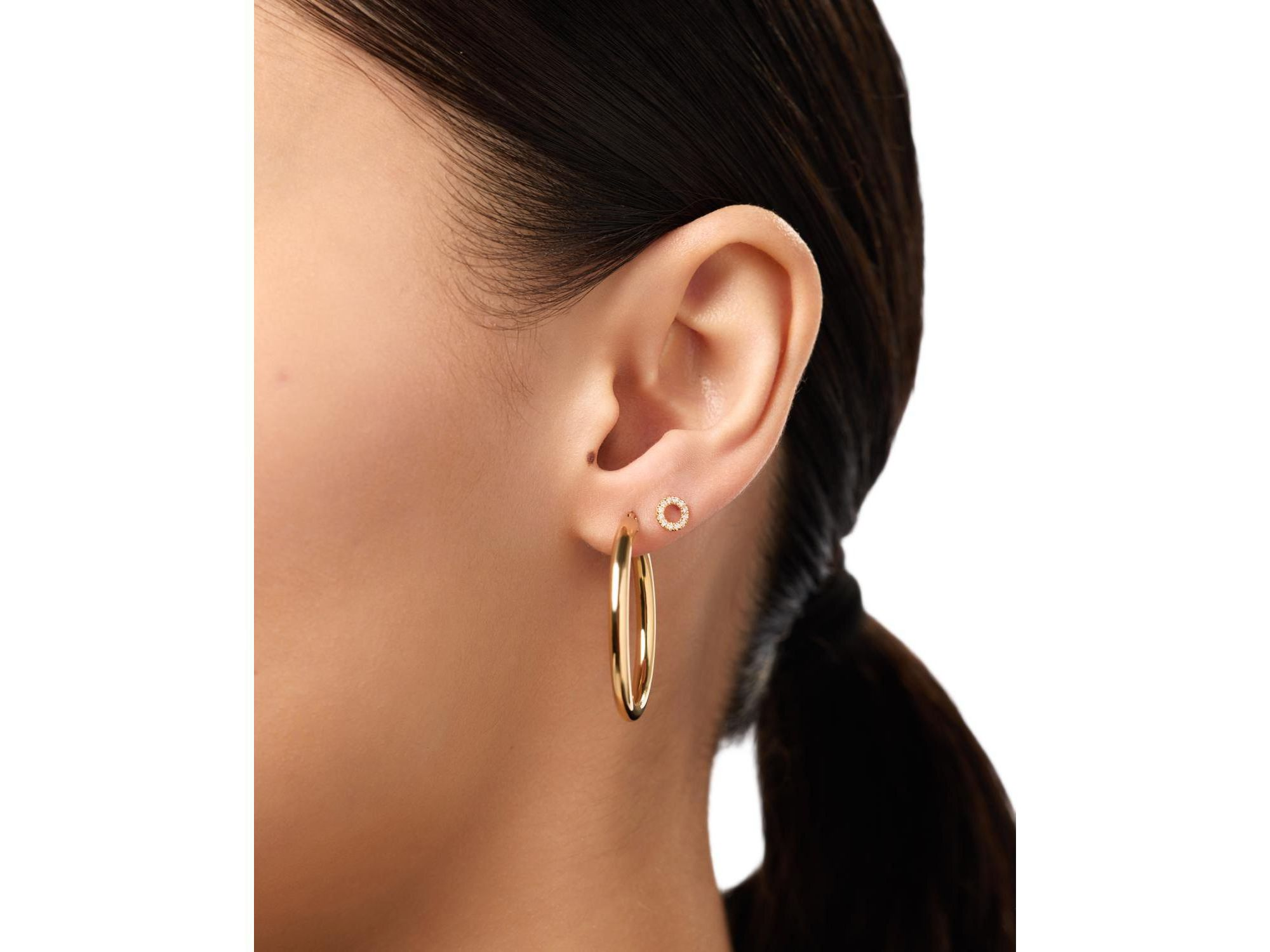 Solid Yellow Gold Lab Grown Diamond Circle Studs — Image 3