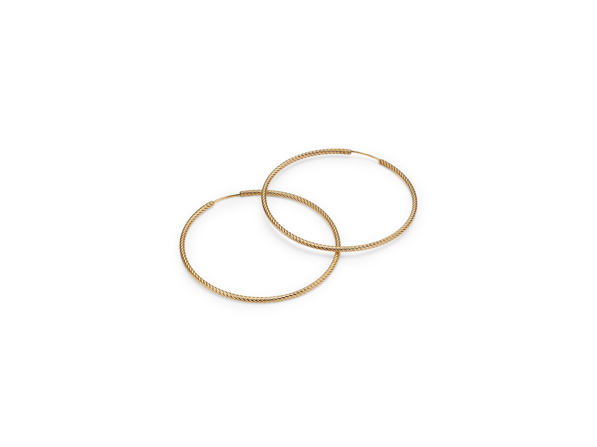 14K Yellow Gold Twisted Endless Hoop Earrings — Image 4