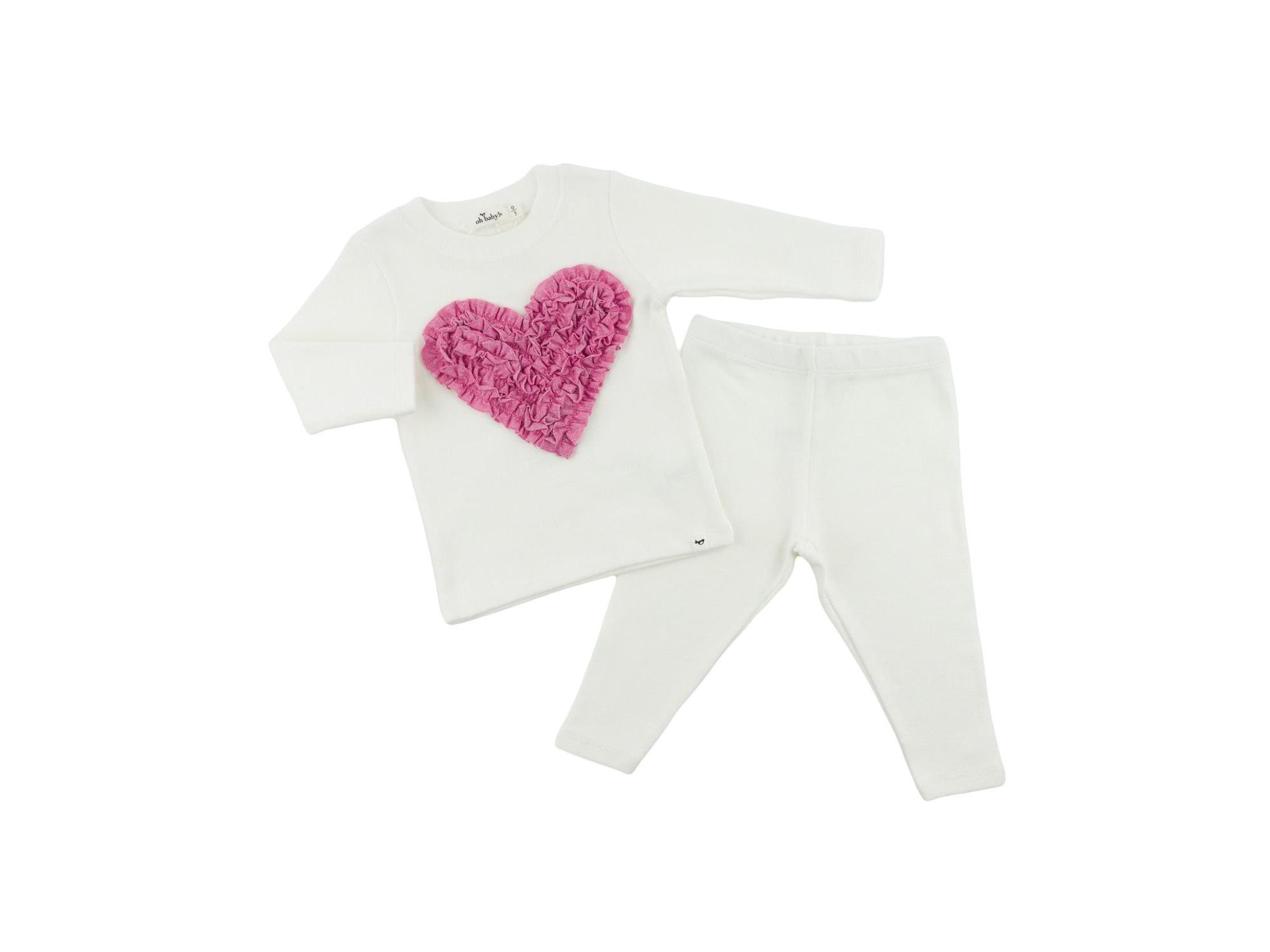 Girls' Ruffle Heart Sparkle Applique Two Piece Set - Baby — Image 3