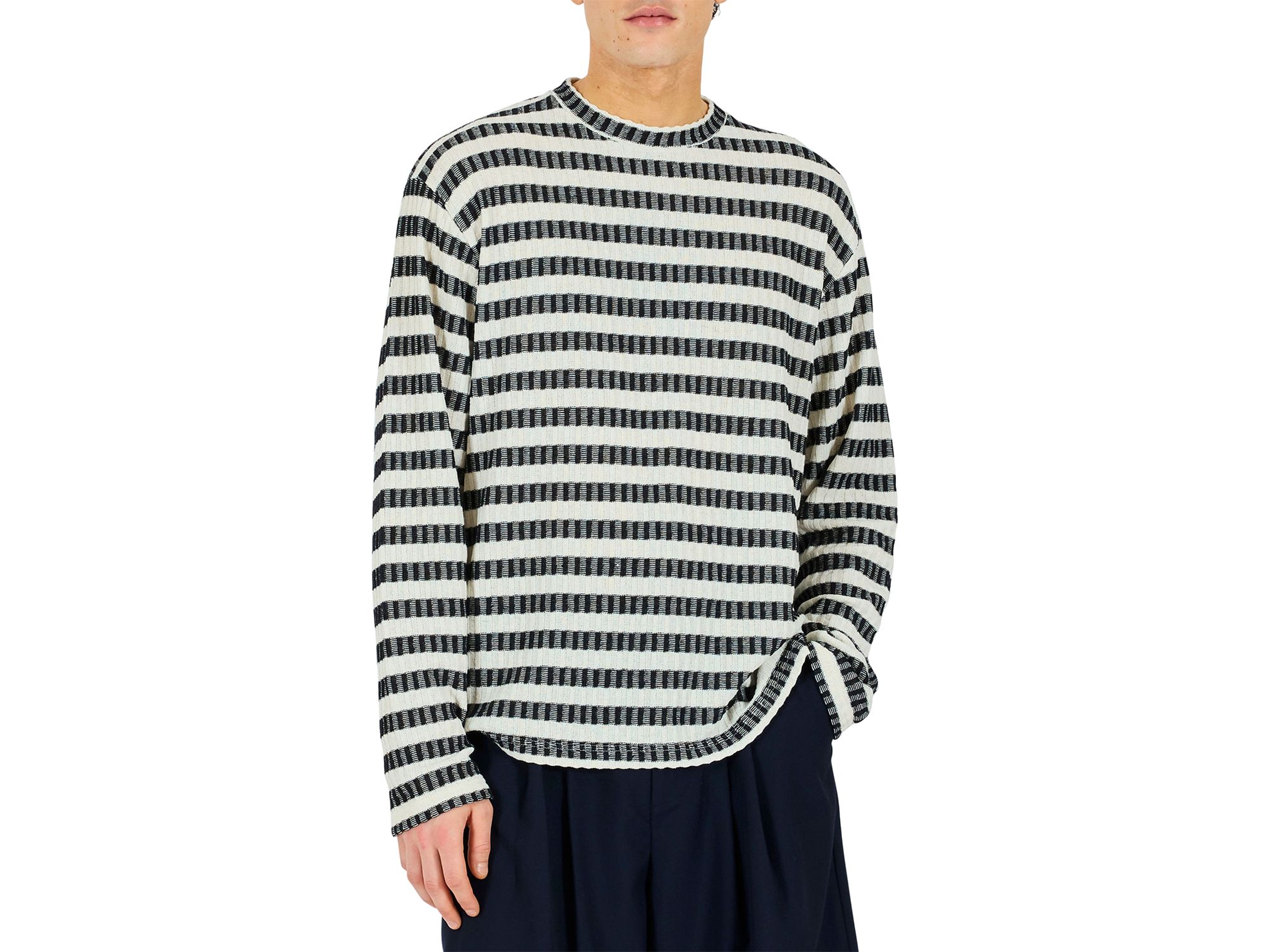 Regular Fit Knit Stripe Crewneck Sweater
