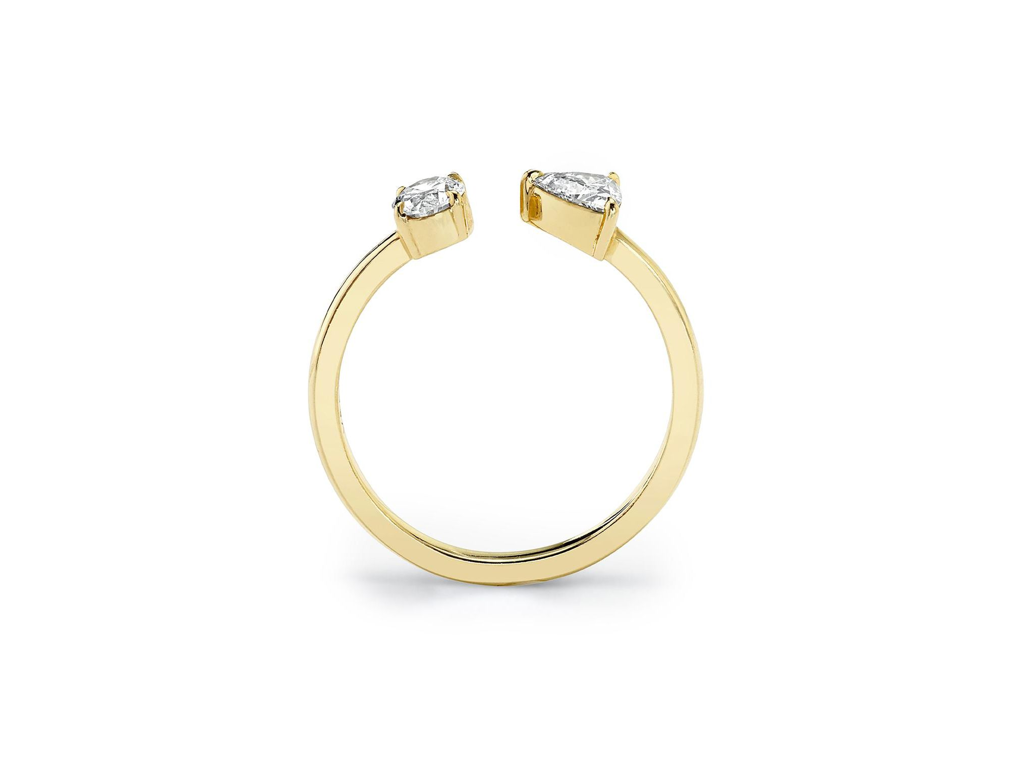 Mixed Lab-Grown Diamond Cuff Ring in 14K Yellow Gold, .50ctw Oval & Trillion Lab Grown Diamonds — Image 4