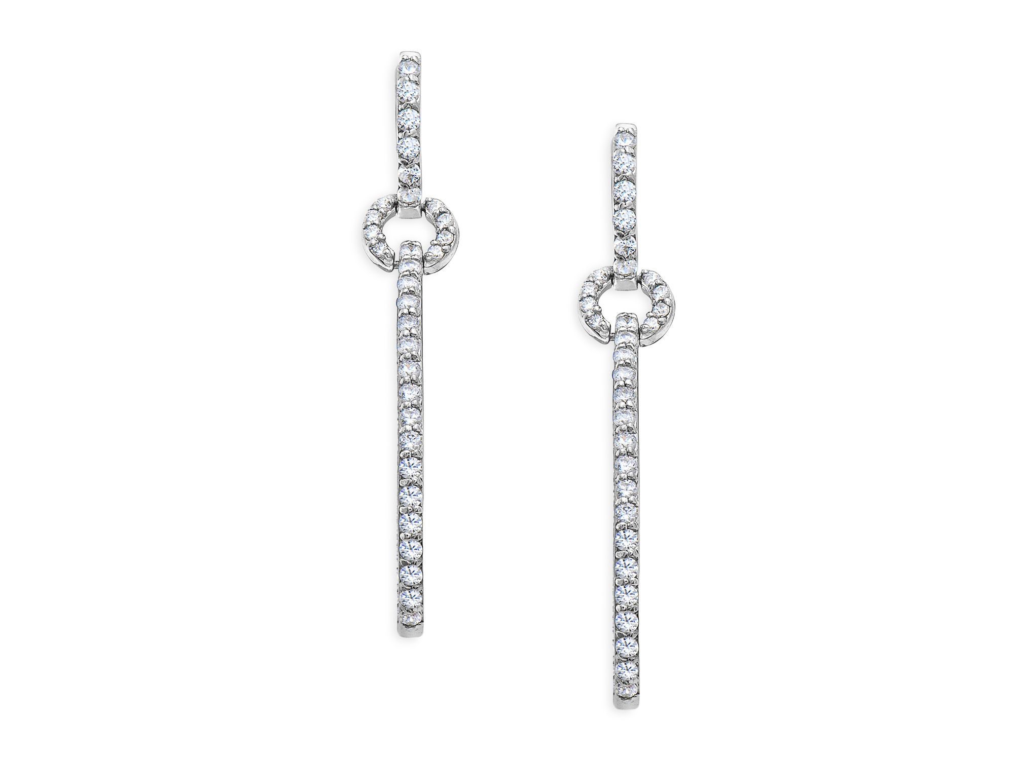 Diamond Micro Pavé Drop Earrings in 14K White Gold, 2.0 tcw — Image 3