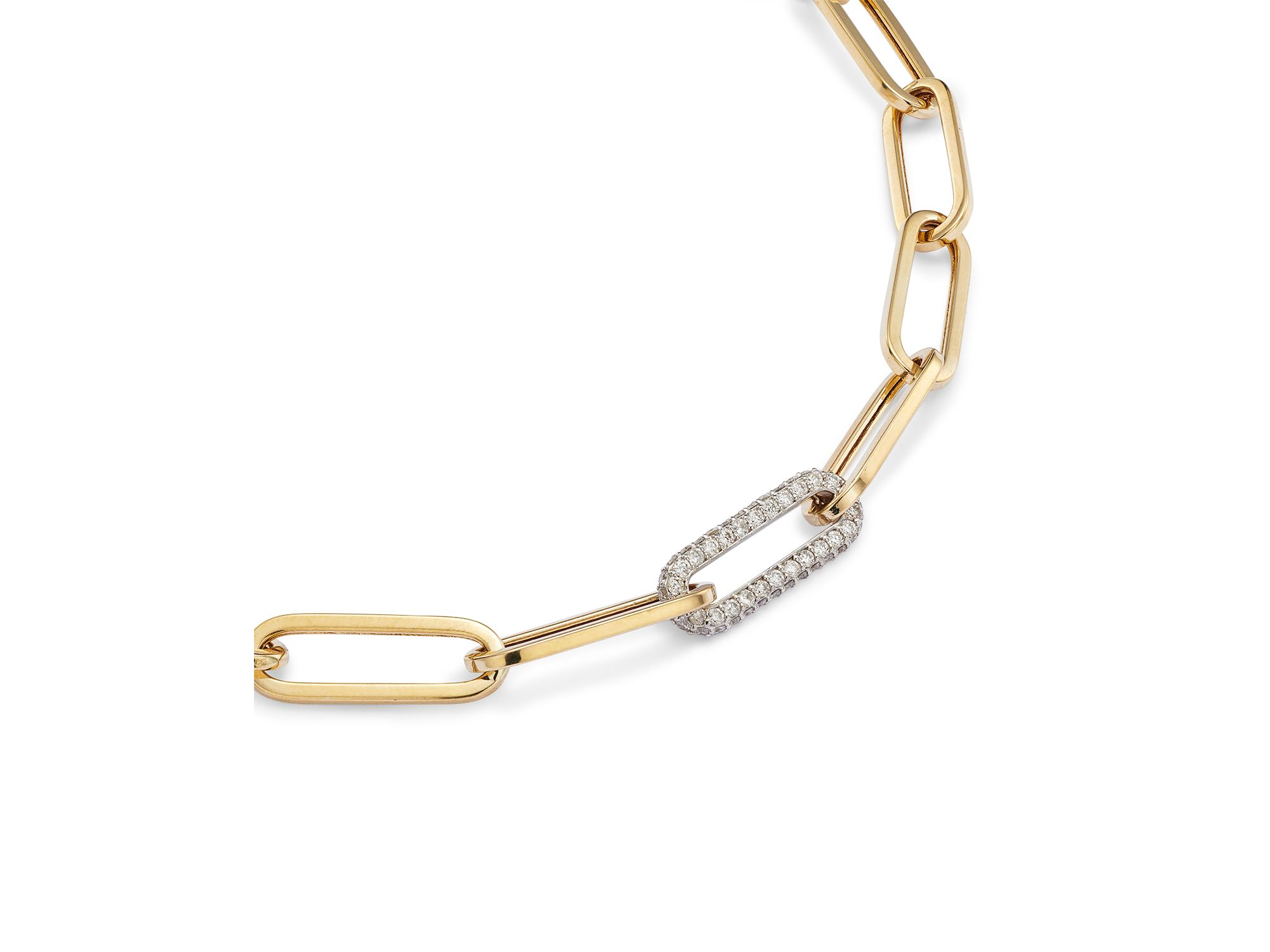 Diamond Paperclip Bracelet in 14K White & Yellow Gold, 0.70 tcw — Image 3