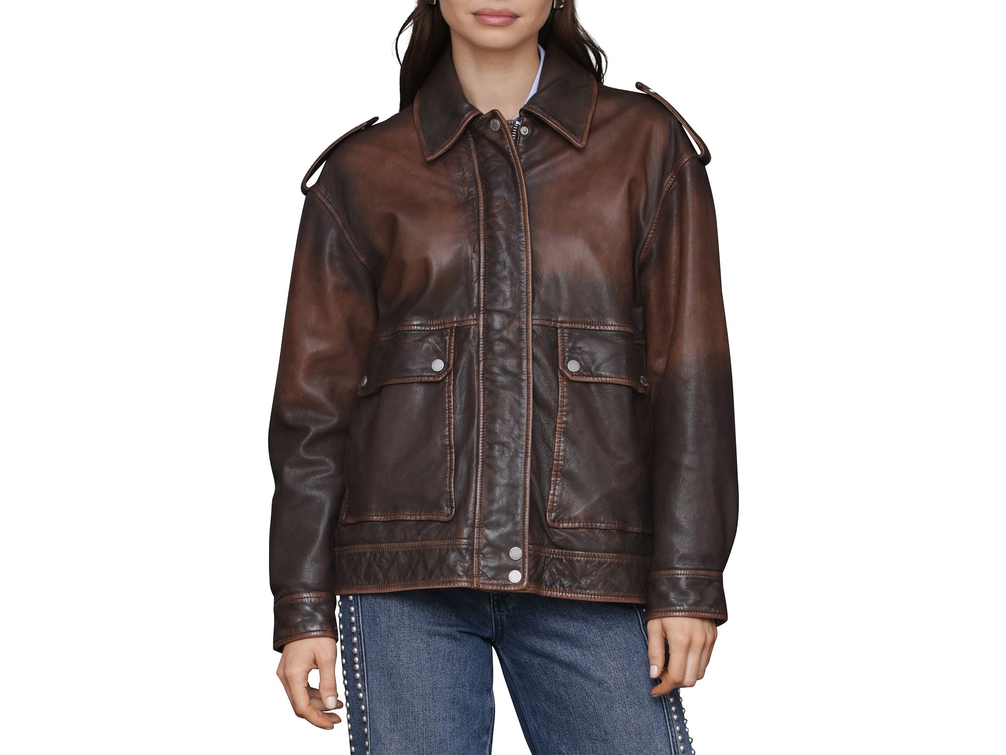 Genuine Leather Aviator Jacket — Image 3