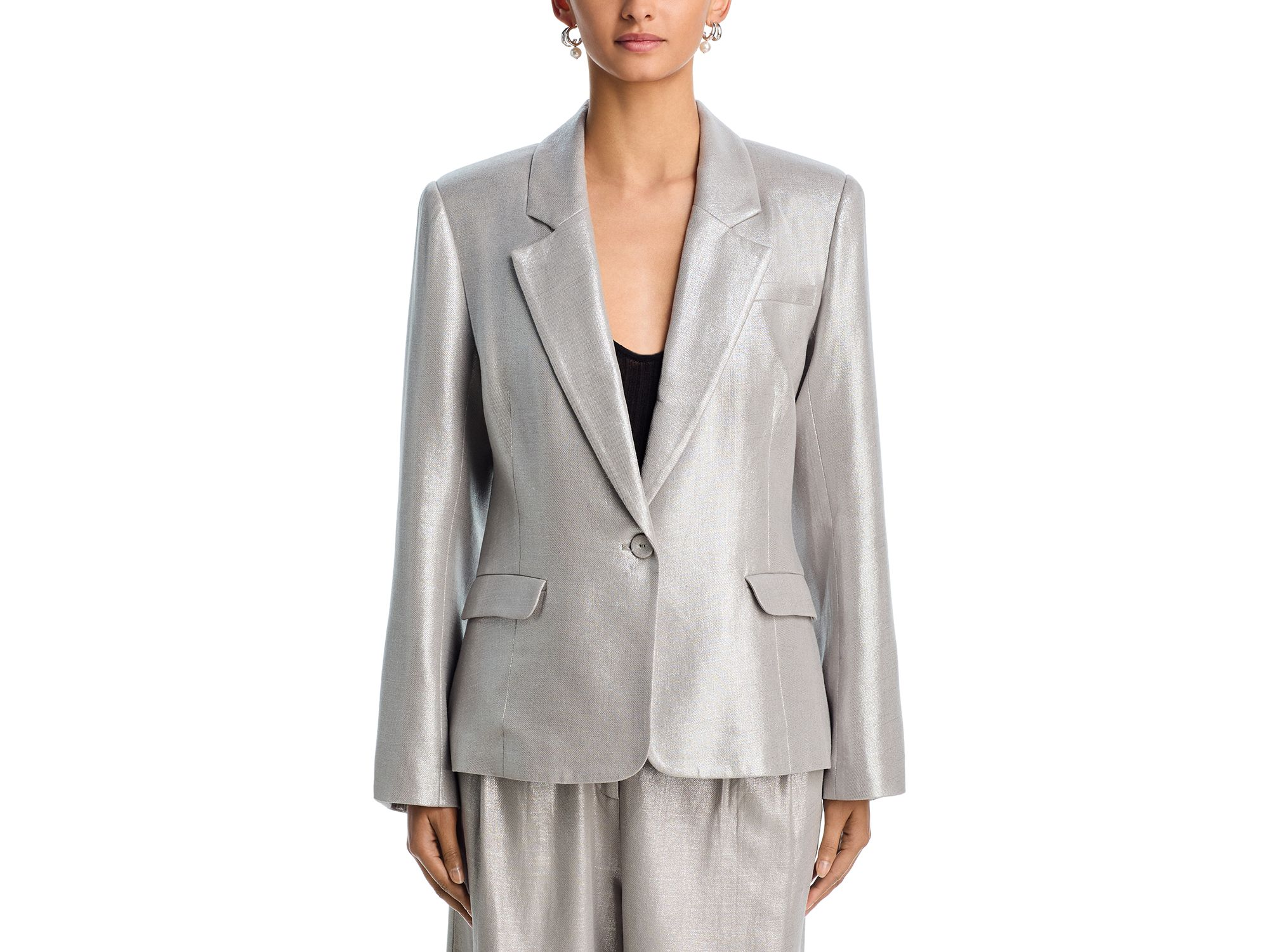 Metallic Linen Blend Blazer & Metallic Linen Blend Pants - Exclusive — Image 4