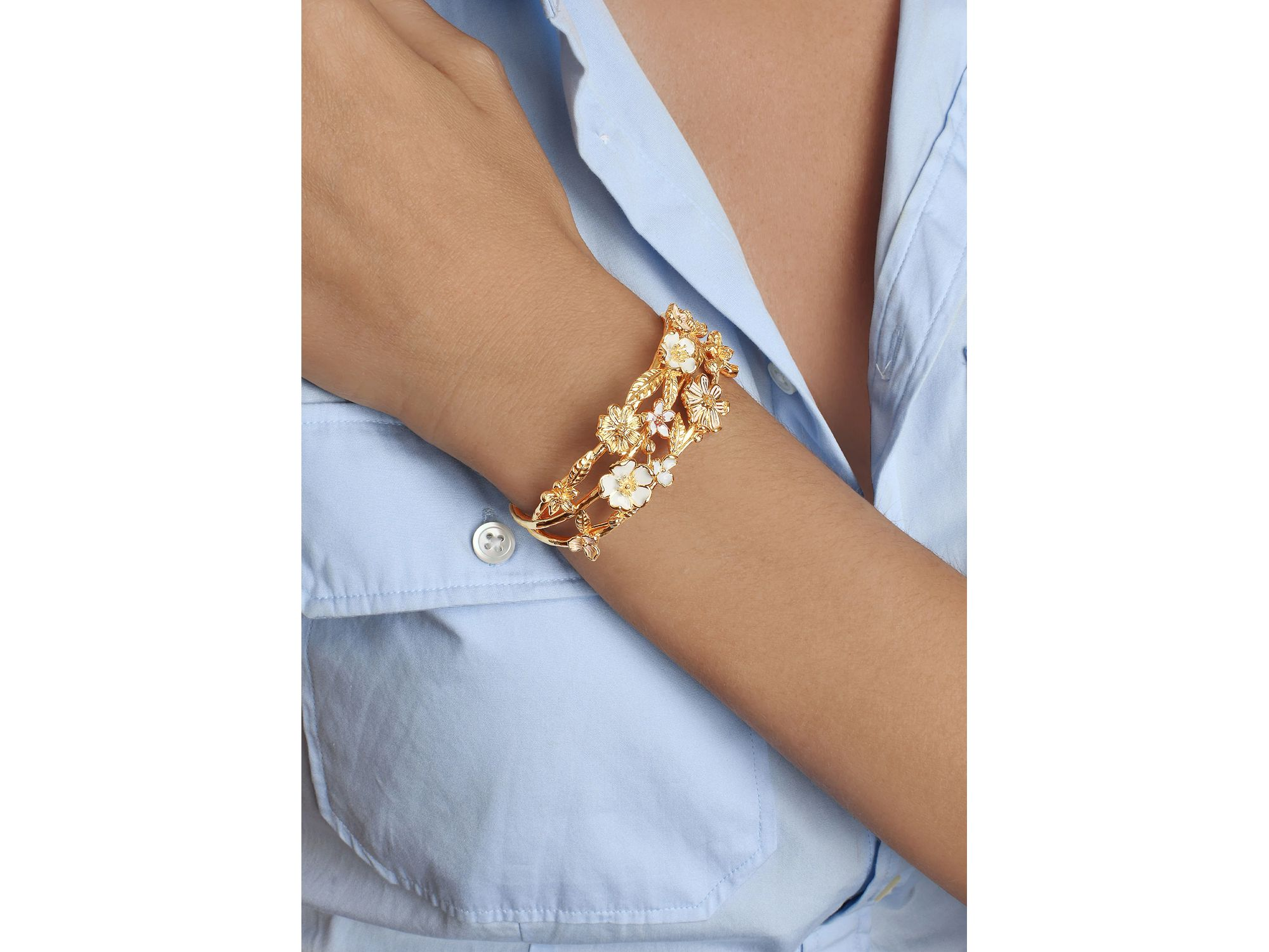 Bloom Triple Row Cuff Bracelet in 18K Gold Plated - Exclusive — Image 3