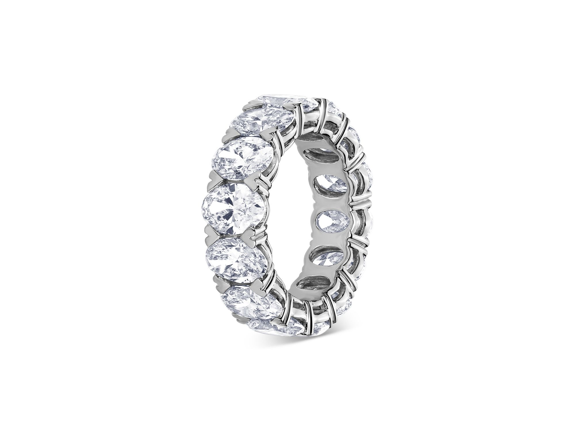 Certified Lab Grown Diamond Oval Eternity Band in 18K White Gold, 9.75 tcw — Image 3