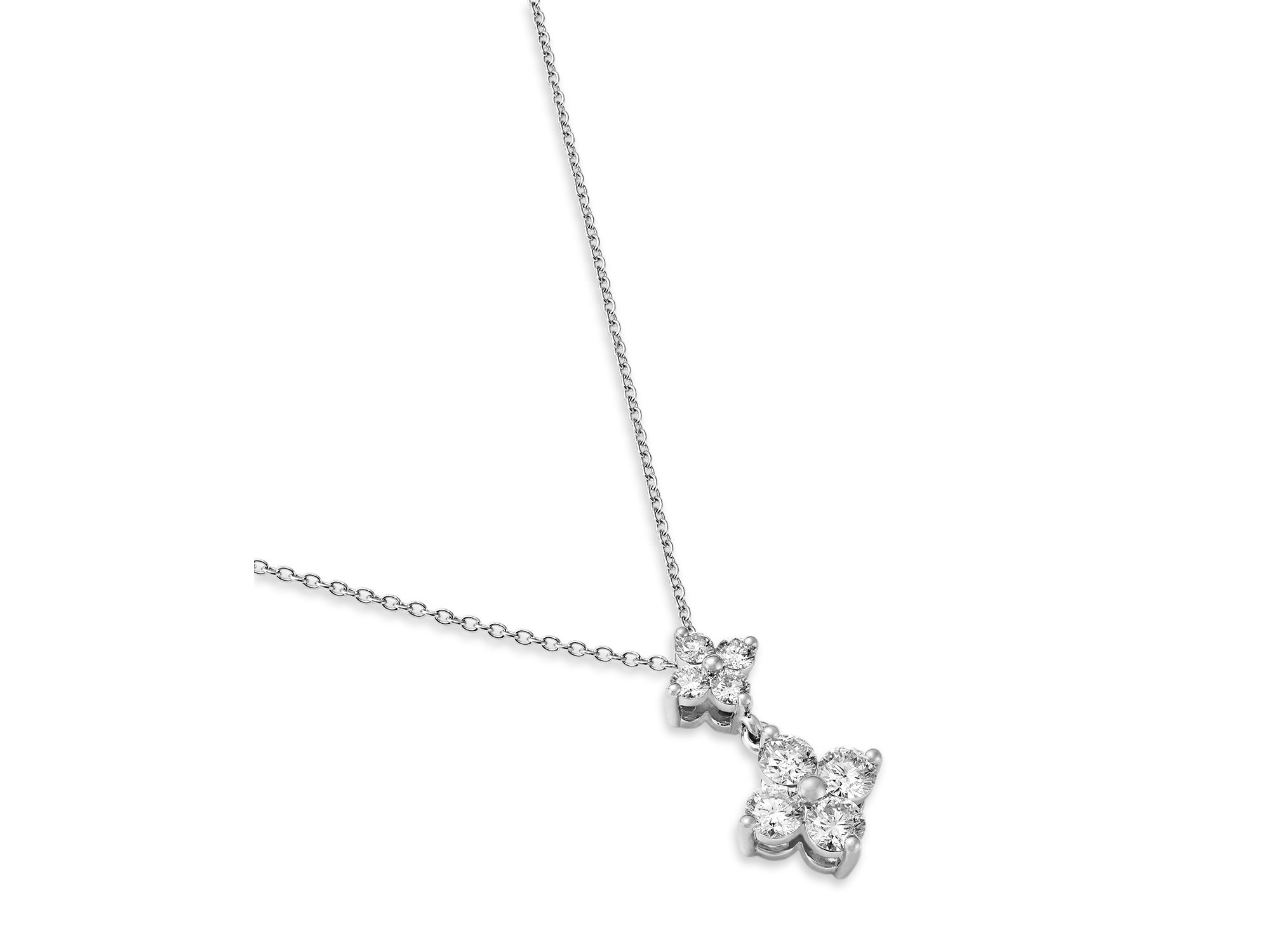 Diamond Two Tier Pendant Necklace in 14K White Gold, 1.0 tcw — Image 3