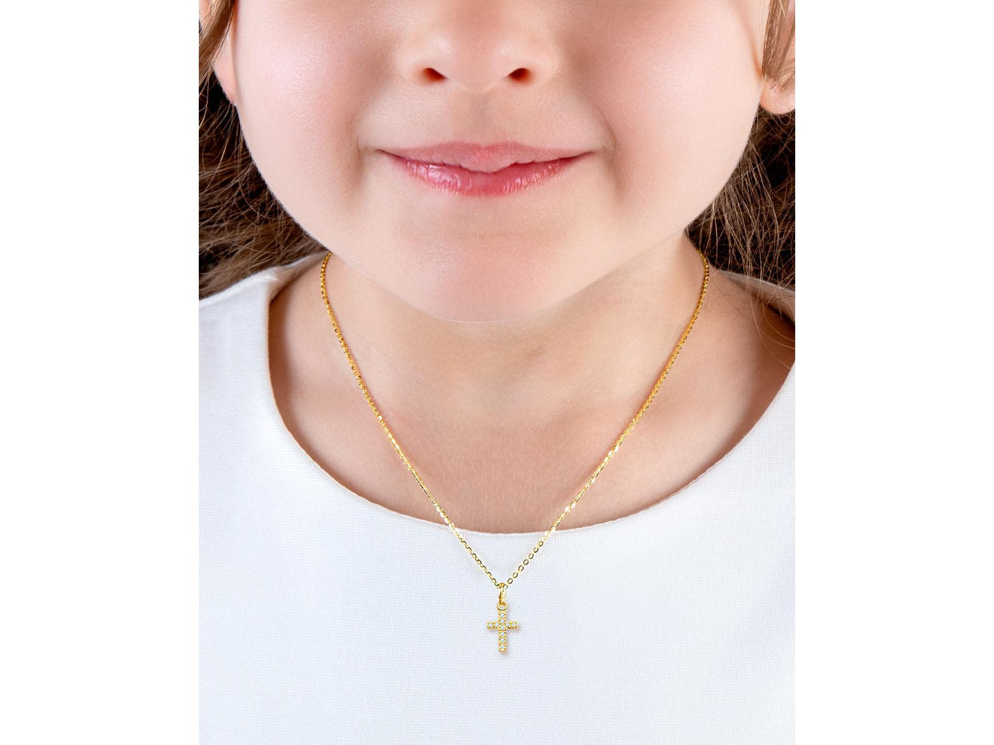 Unisex Children's 14K Gold Divine Light Cross 13-14" Necklace — Image 3