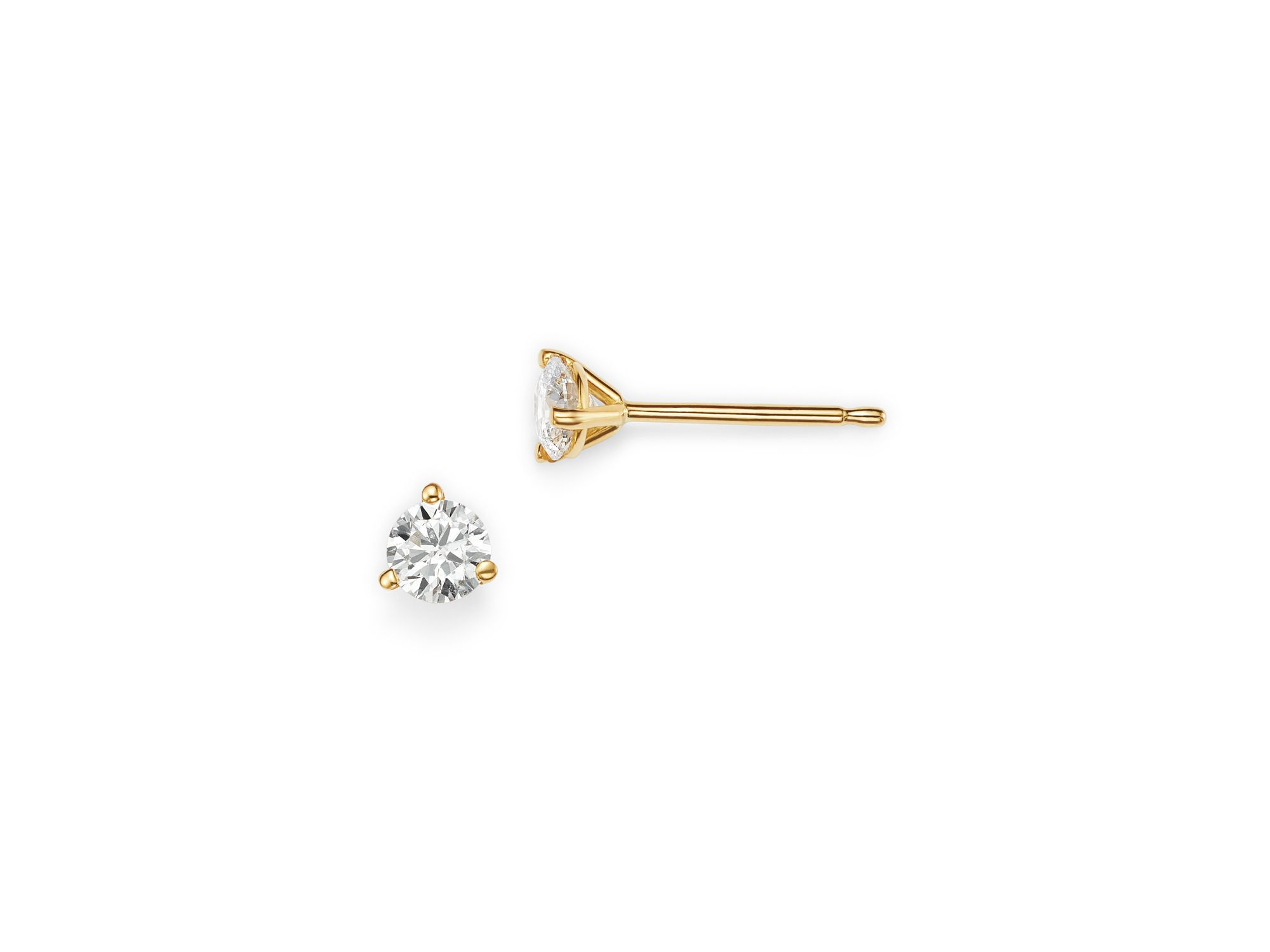 Certified Diamond Stud Earrings in 18K Yellow Gold Martini Setting — Image 16