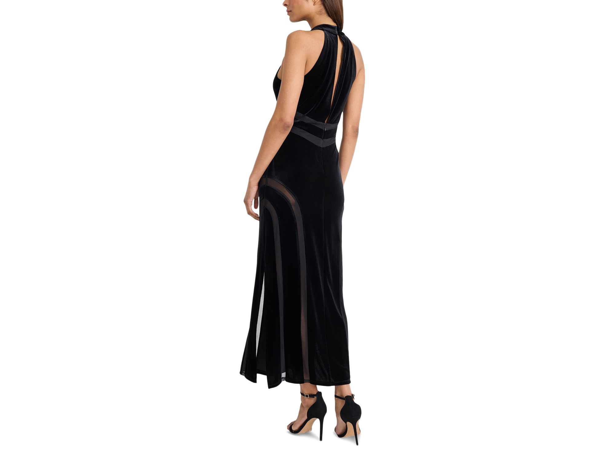 Stretch Velvet Keyhole Cutout Dress — Image 3