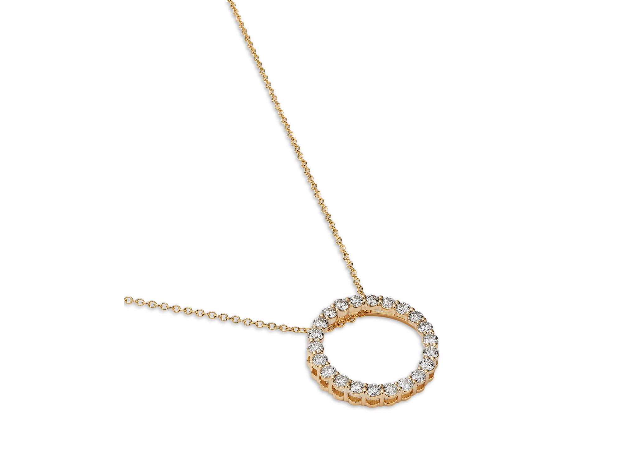 Diamond Circle Pendant Necklace in 14K Yellow Gold, 1.00 tcw — Image 3